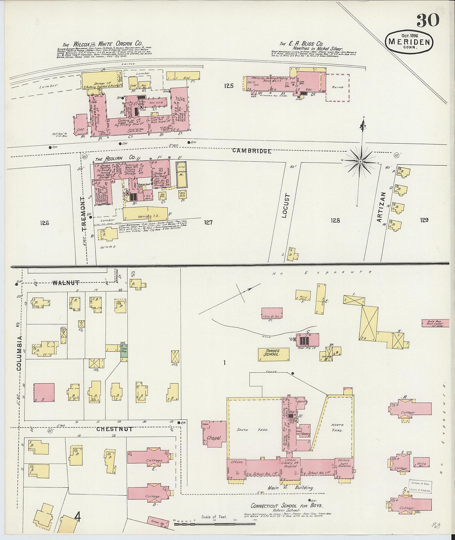 This old map of Meriden, New Haven County, Connecticut was created by Sanborn Map Company in 1896