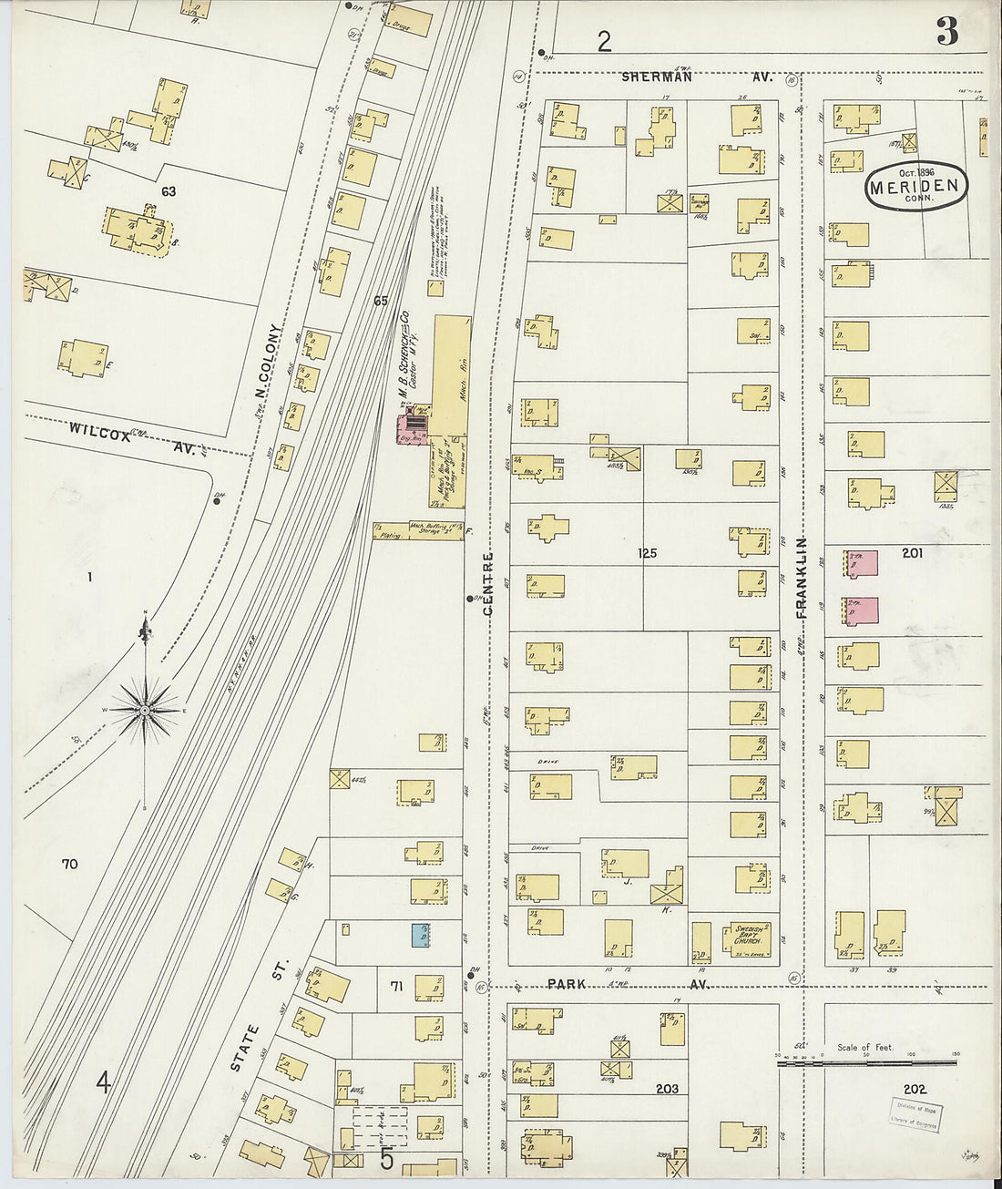This old map of Meriden, New Haven County, Connecticut was created by Sanborn Map Company in 1896