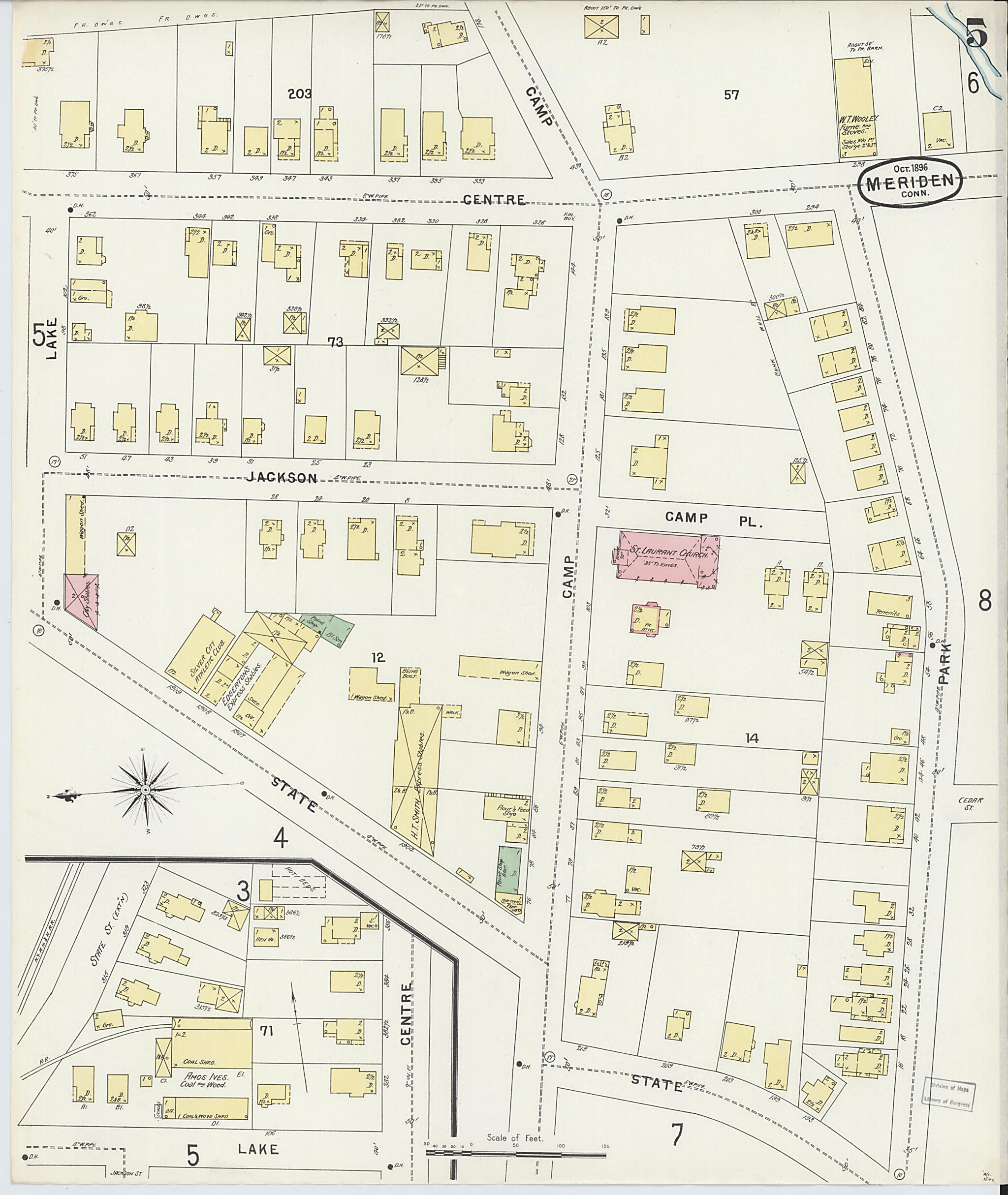 This old map of Meriden, New Haven County, Connecticut was created by Sanborn Map Company in 1896