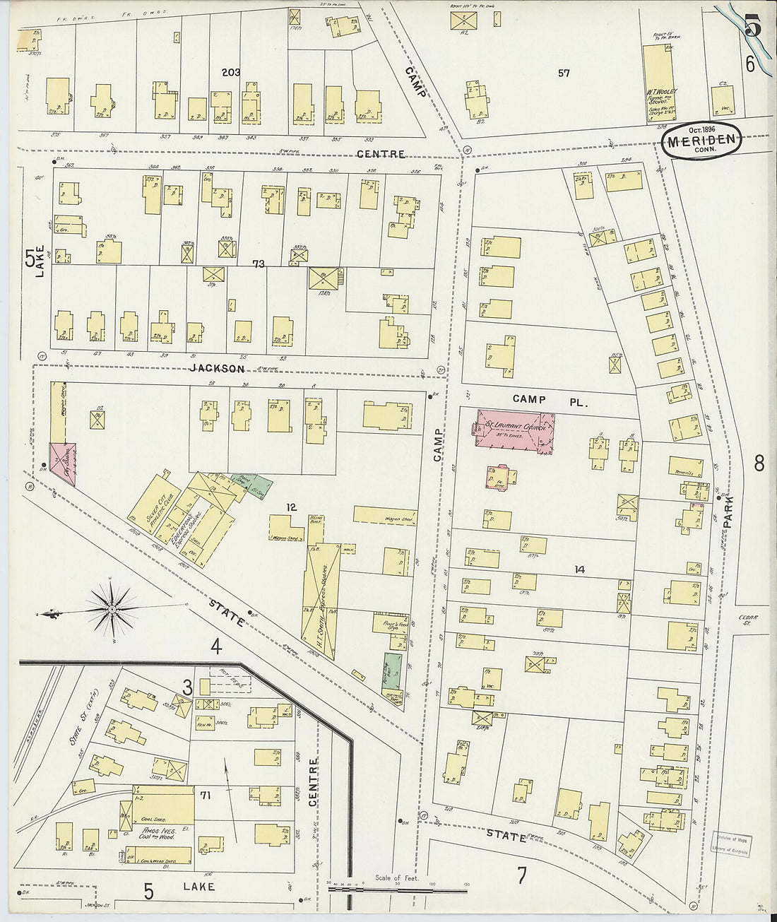 This old map of Meriden, New Haven County, Connecticut was created by Sanborn Map Company in 1896