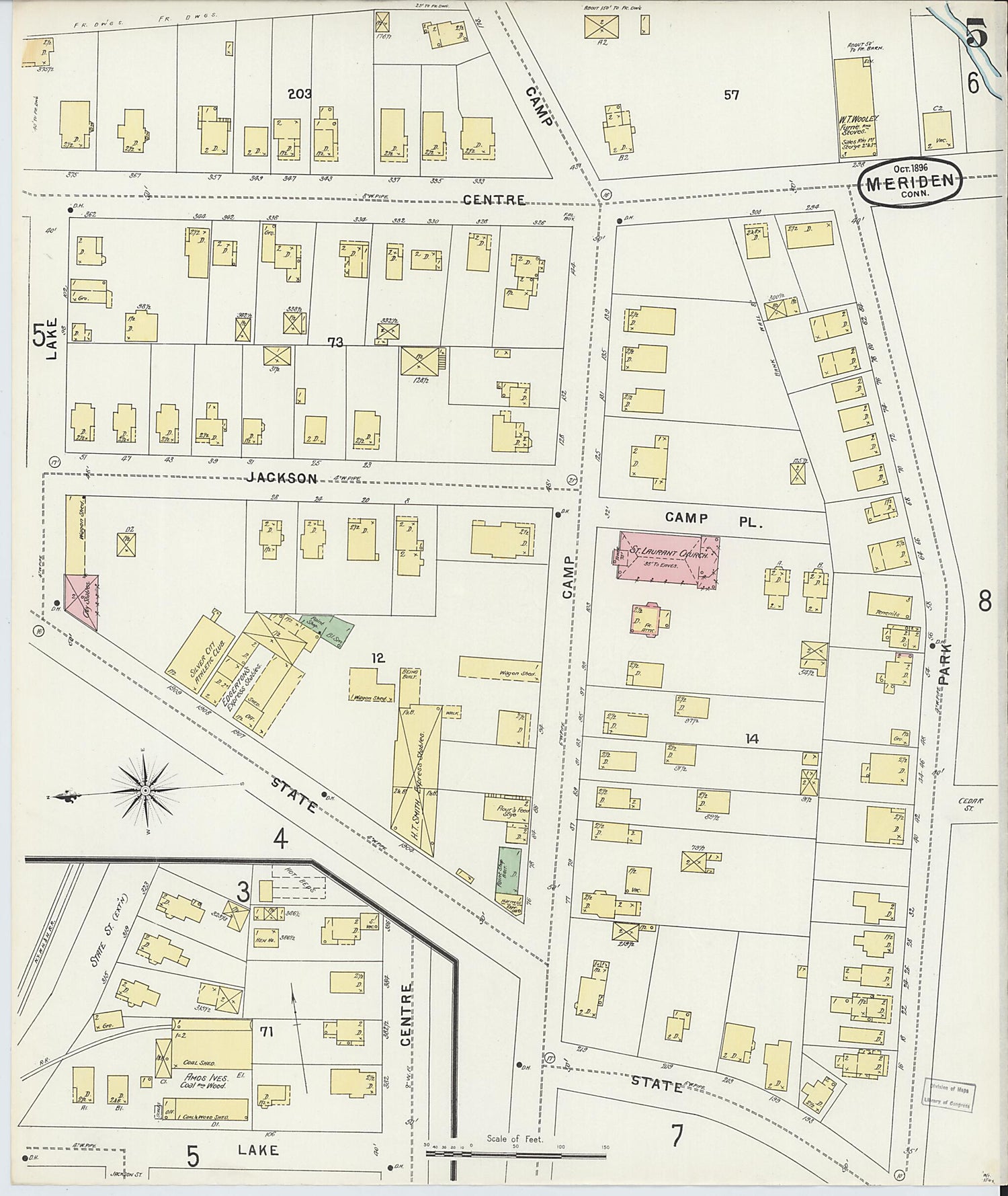 This old map of Meriden, New Haven County, Connecticut was created by Sanborn Map Company in 1896