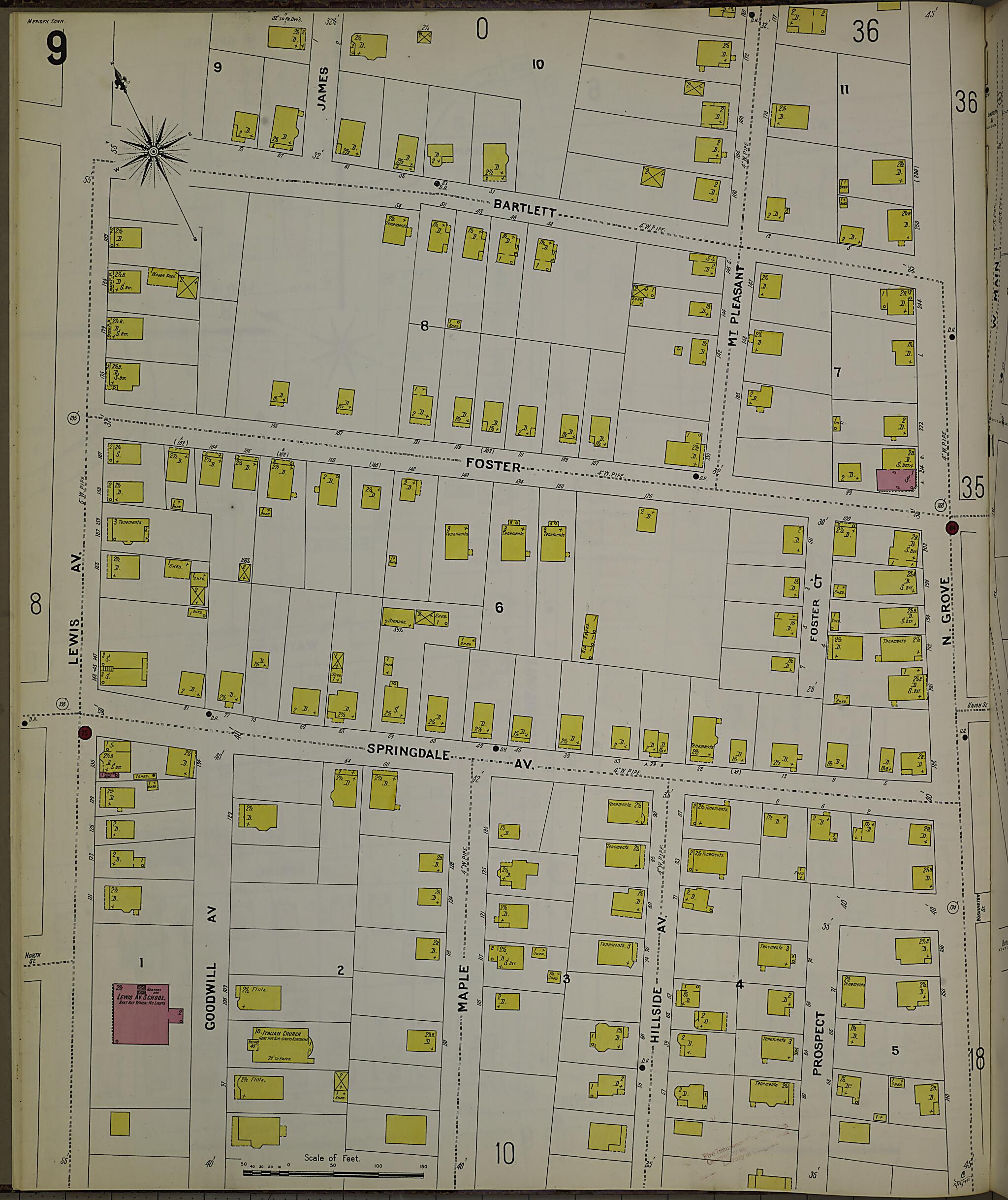 This old map of Meriden, New Haven County, Connecticut was created by Sanborn Map Company in 1901