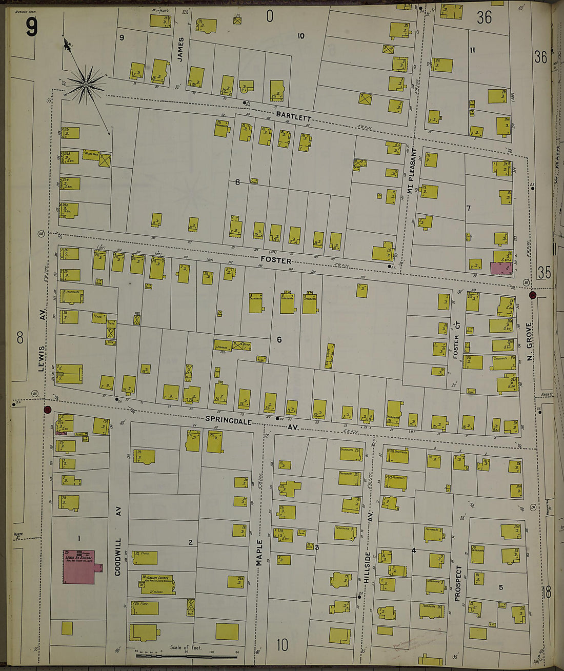 This old map of Meriden, New Haven County, Connecticut was created by Sanborn Map Company in 1901