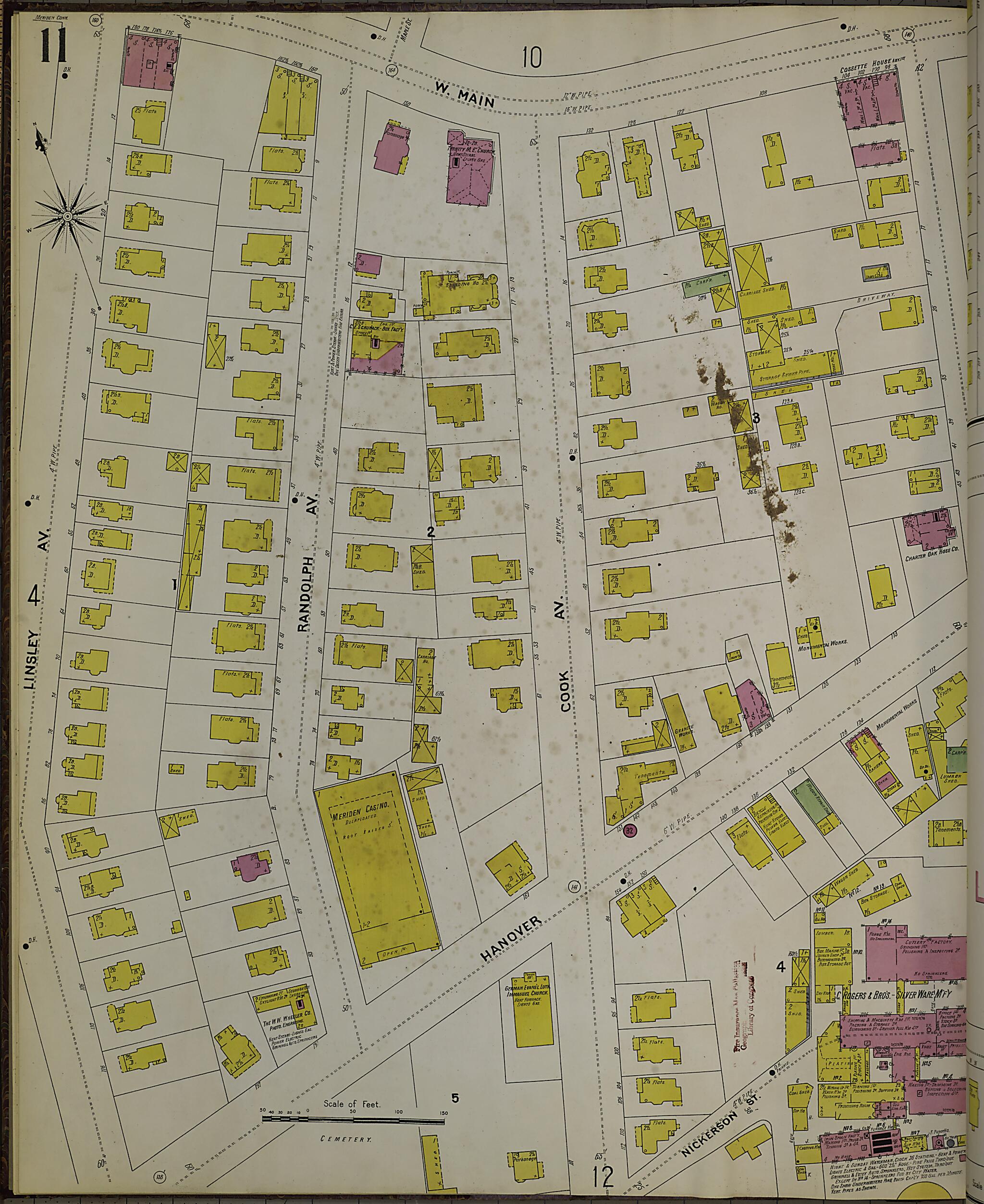This old map of Meriden, New Haven County, Connecticut was created by Sanborn Map Company in 1901