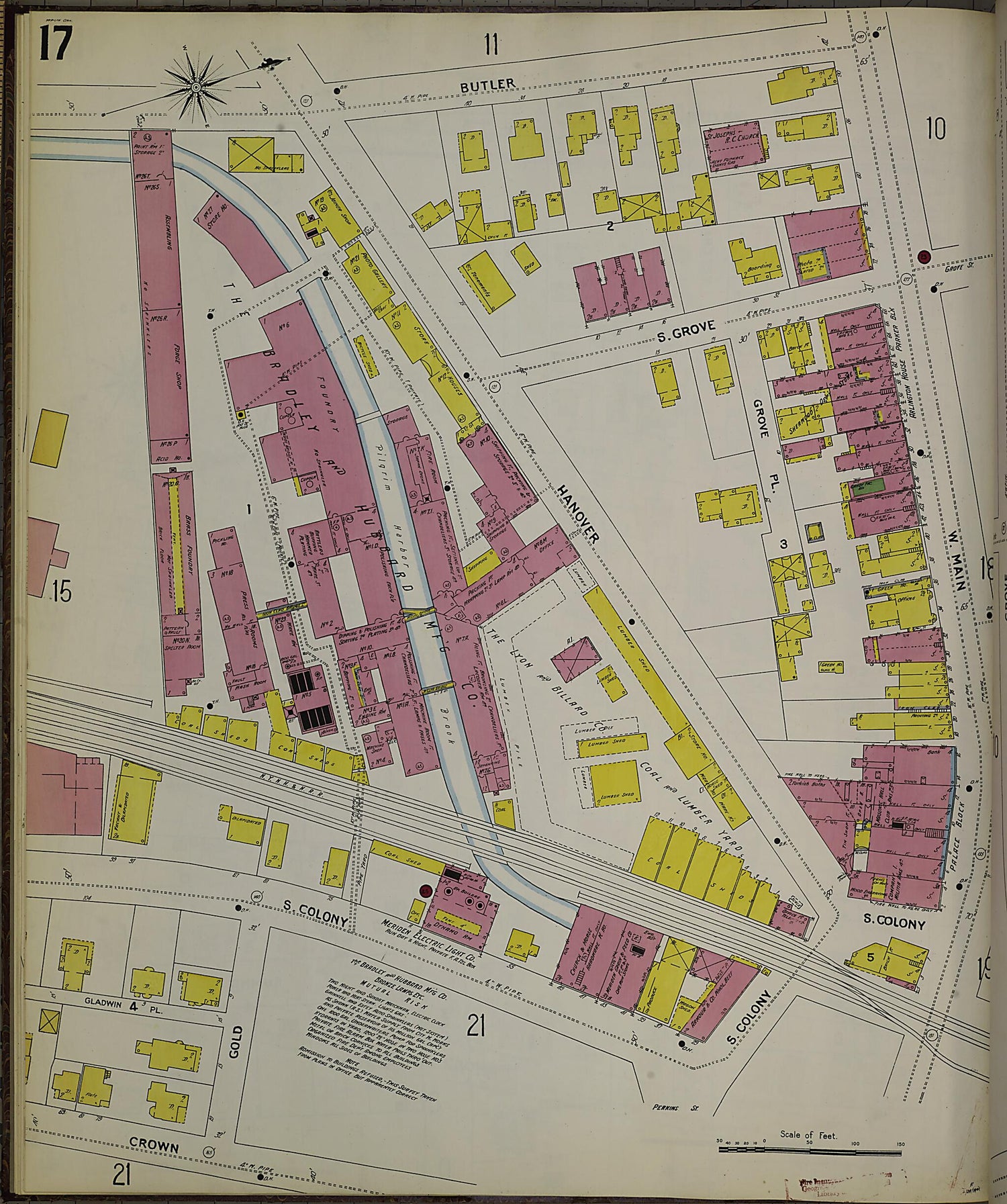 This old map of Meriden, New Haven County, Connecticut was created by Sanborn Map Company in 1901