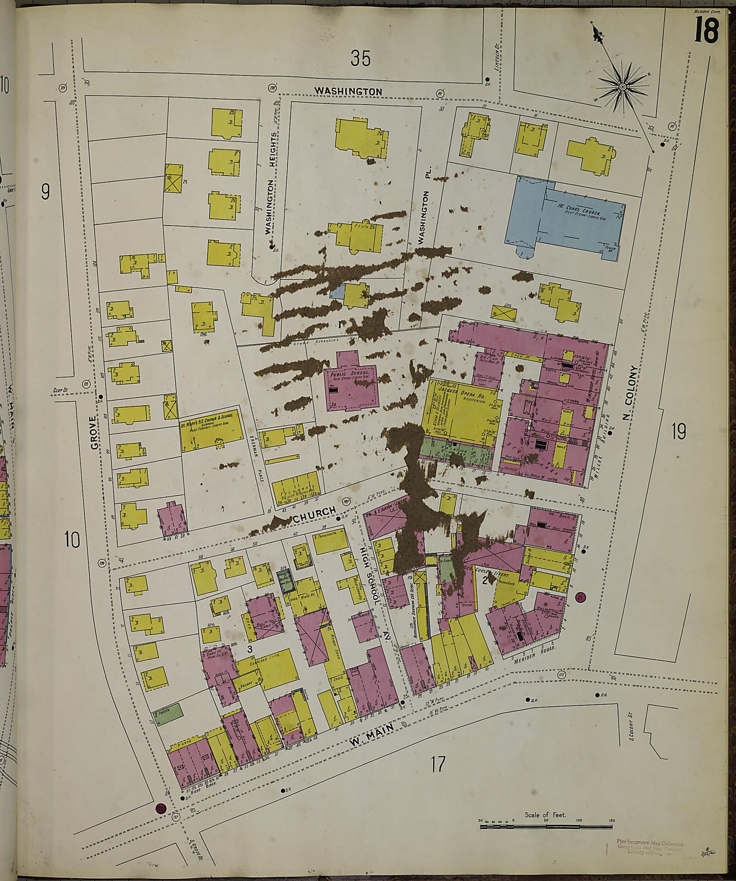 This old map of Meriden, New Haven County, Connecticut was created by Sanborn Map Company in 1901