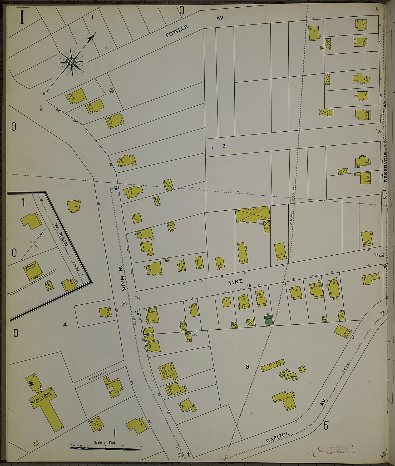 This old map of Meriden, New Haven County, Connecticut was created by Sanborn Map Company in 1901