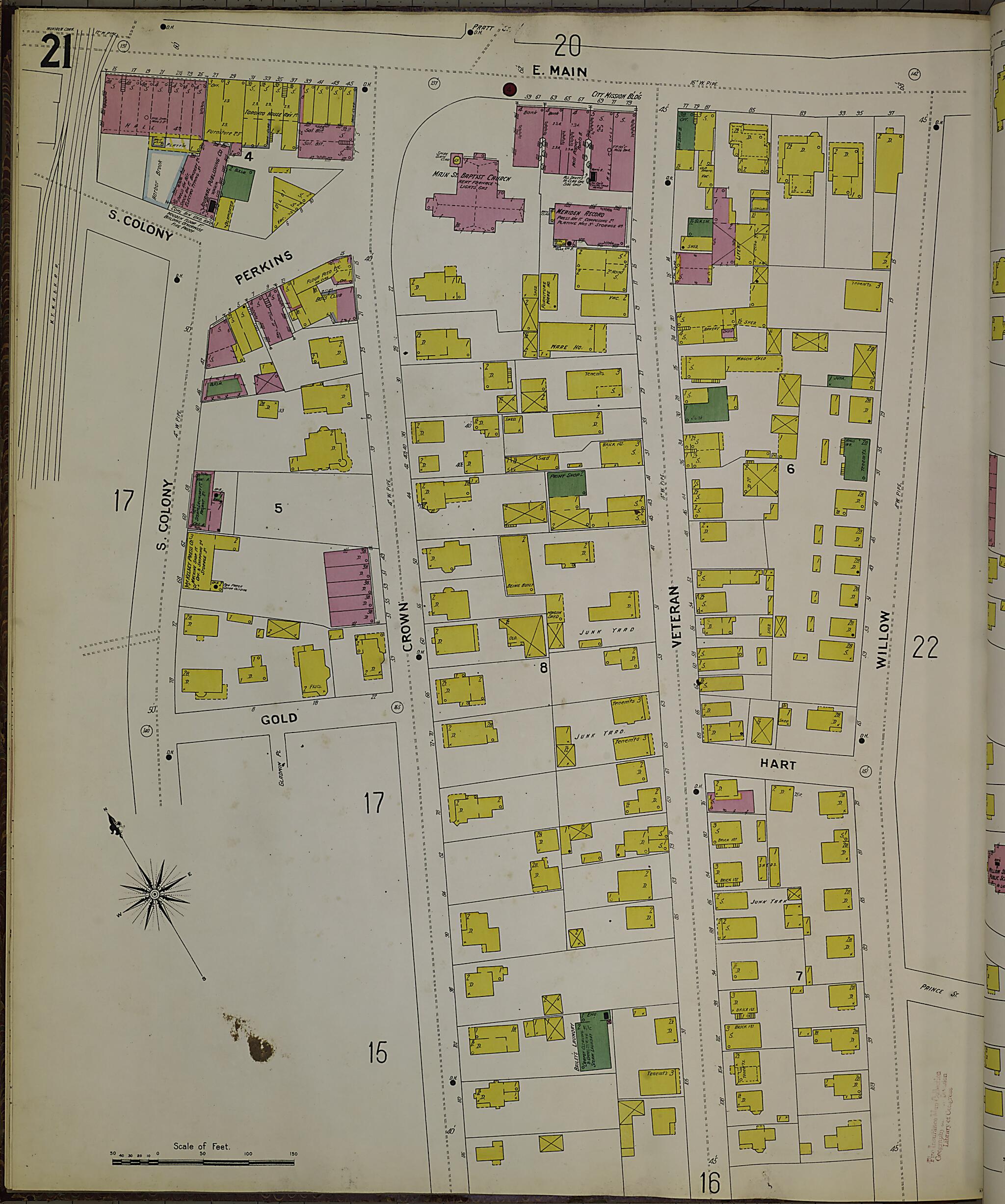 This old map of Meriden, New Haven County, Connecticut was created by Sanborn Map Company in 1901