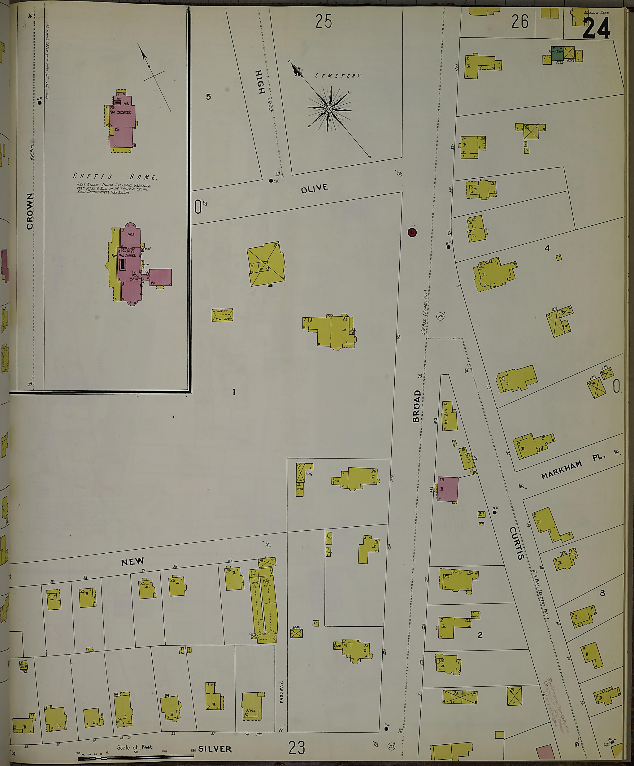This old map of Meriden, New Haven County, Connecticut was created by Sanborn Map Company in 1901