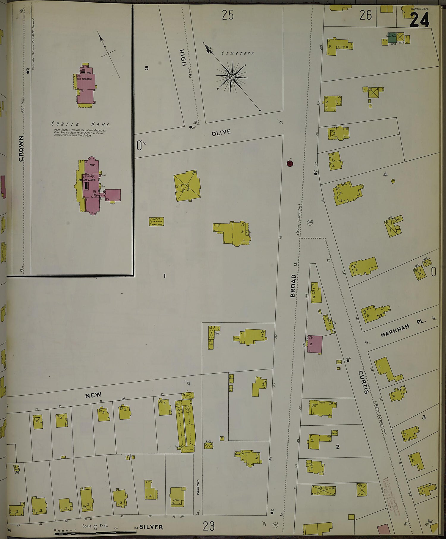 This old map of Meriden, New Haven County, Connecticut was created by Sanborn Map Company in 1901