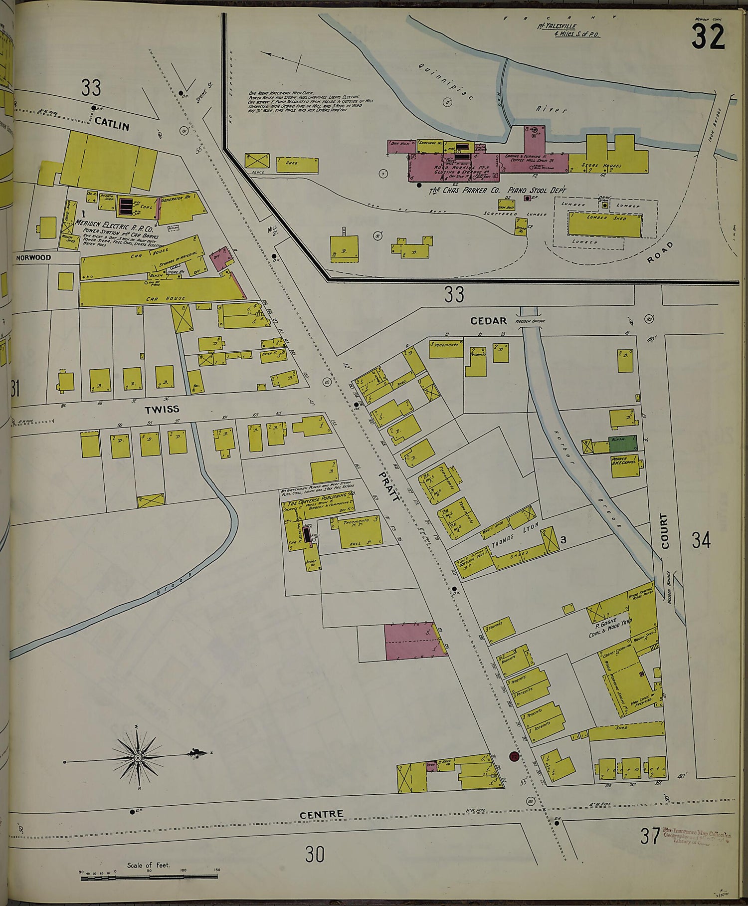 This old map of Meriden, New Haven County, Connecticut was created by Sanborn Map Company in 1901