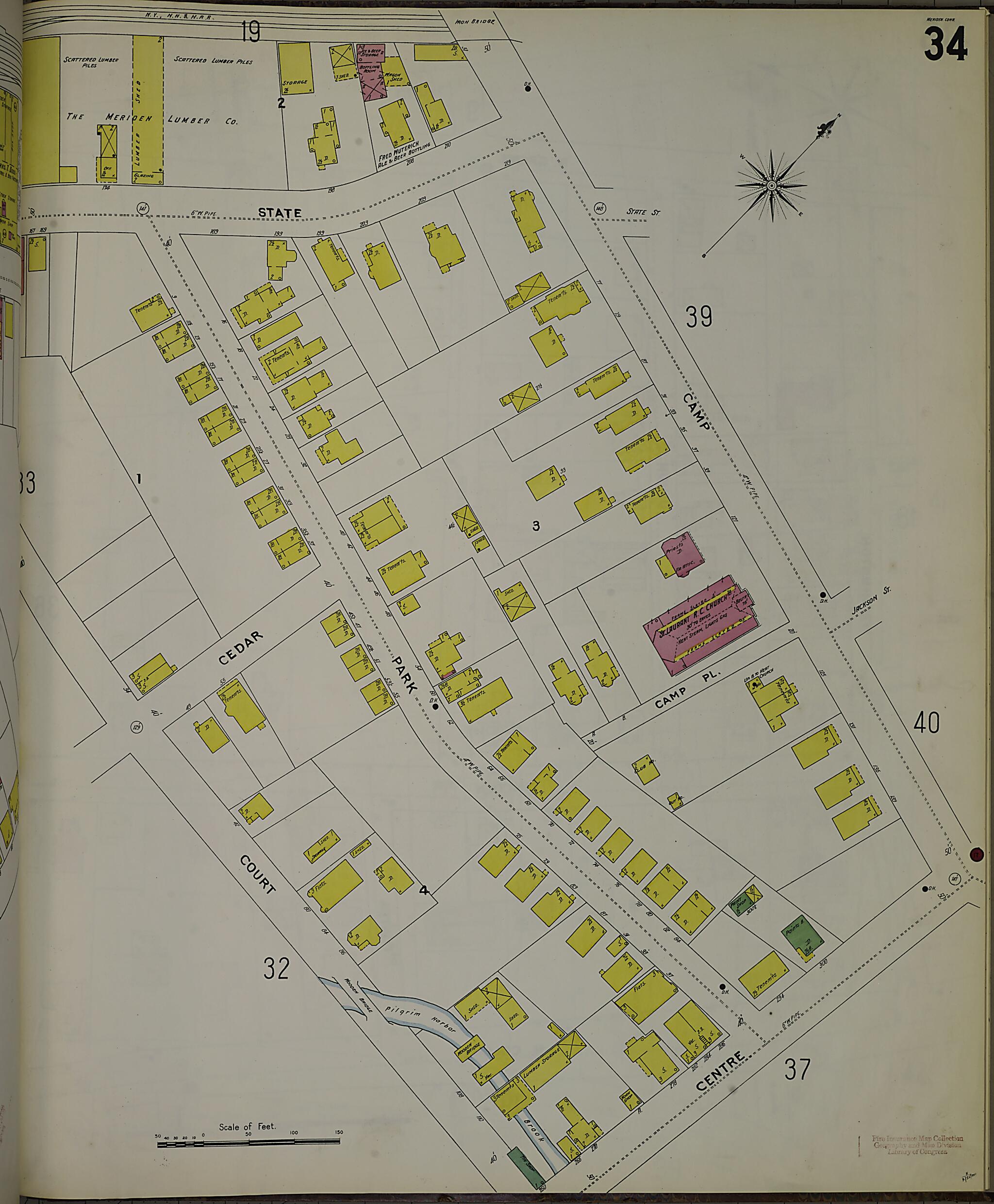 This old map of Meriden, New Haven County, Connecticut was created by Sanborn Map Company in 1901