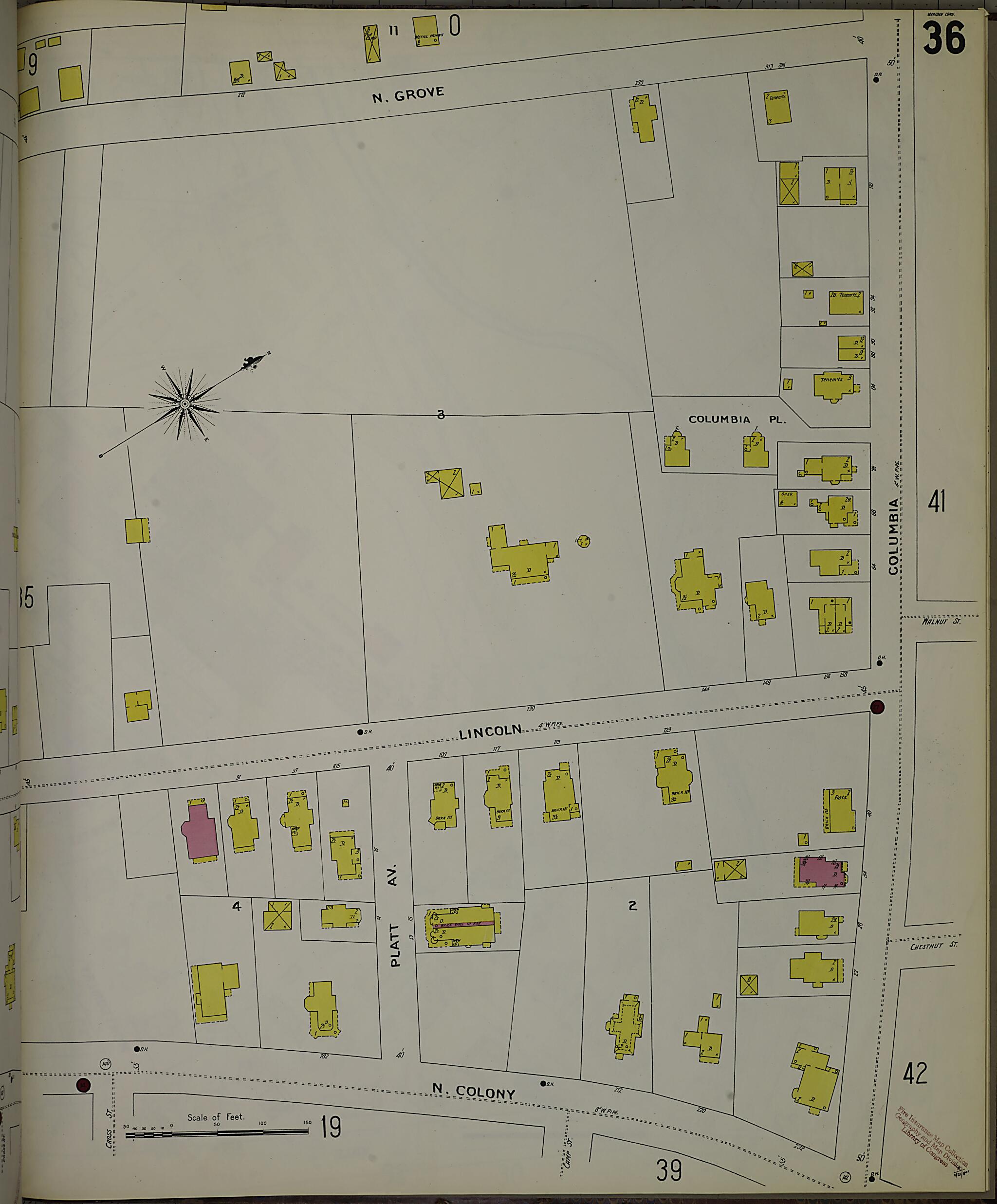 This old map of Meriden, New Haven County, Connecticut was created by Sanborn Map Company in 1901