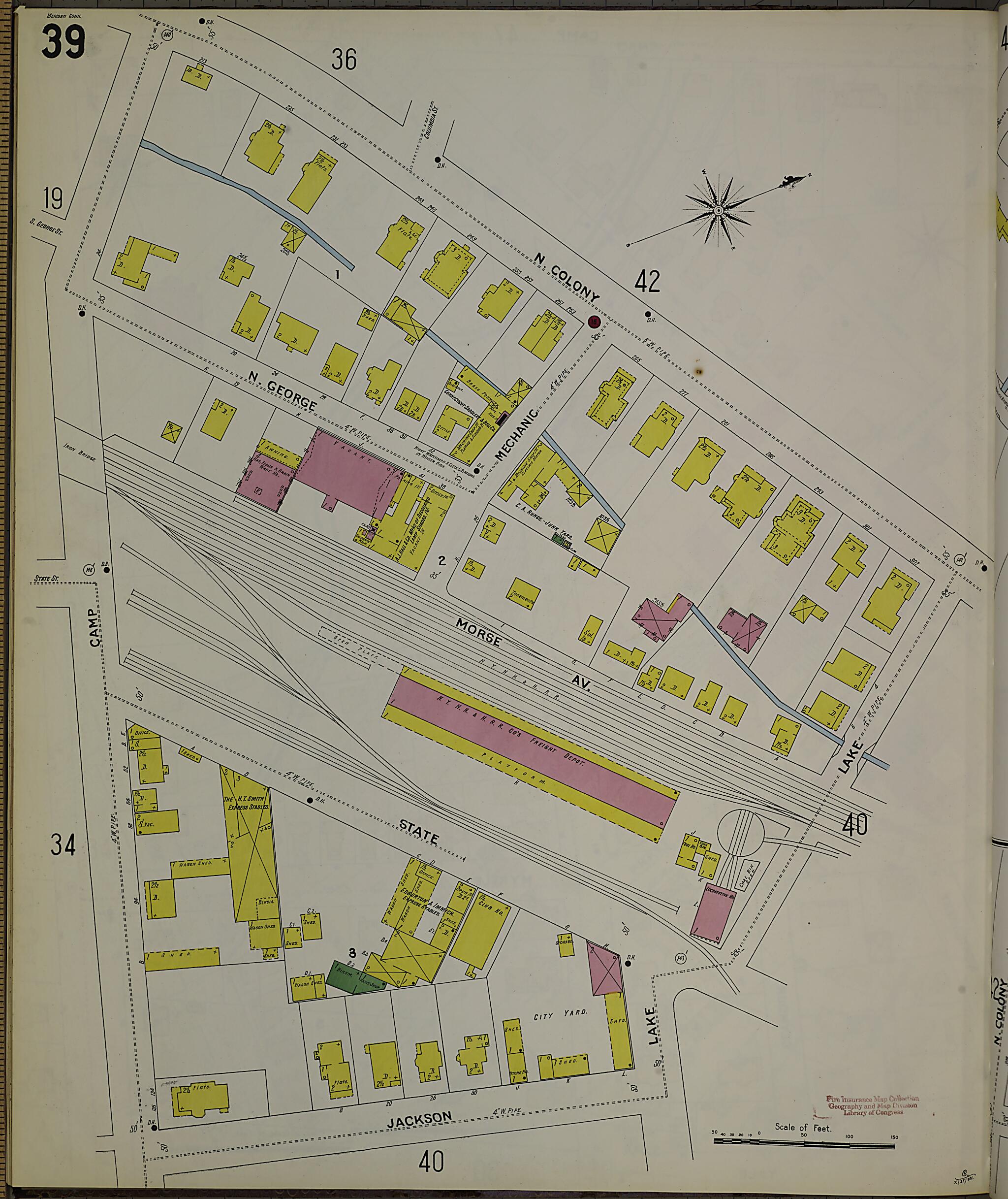 This old map of Meriden, New Haven County, Connecticut was created by Sanborn Map Company in 1901