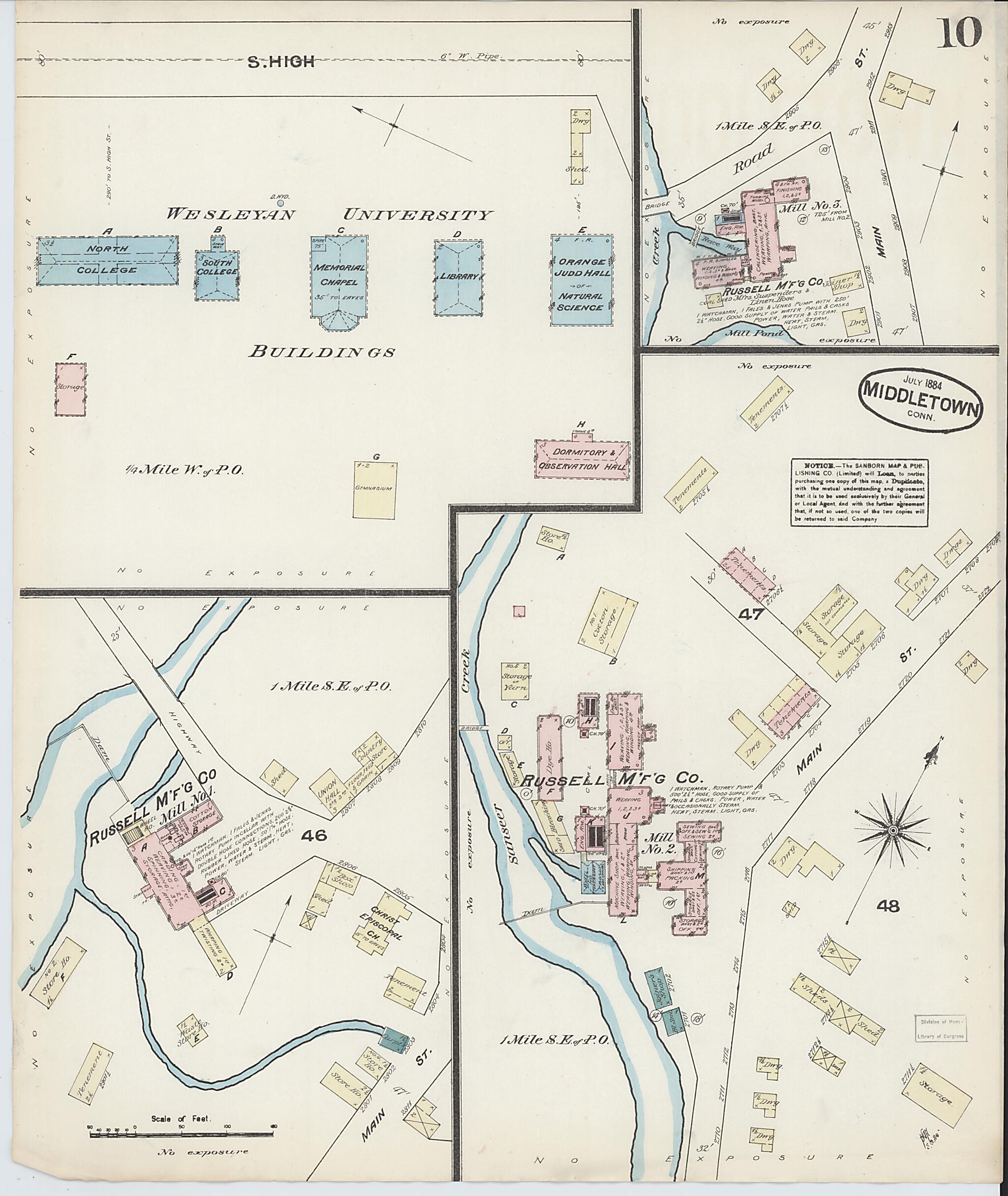 This old map of Middletown, Middlesex County, Connecticut was created by Sanborn Map Company in 1884