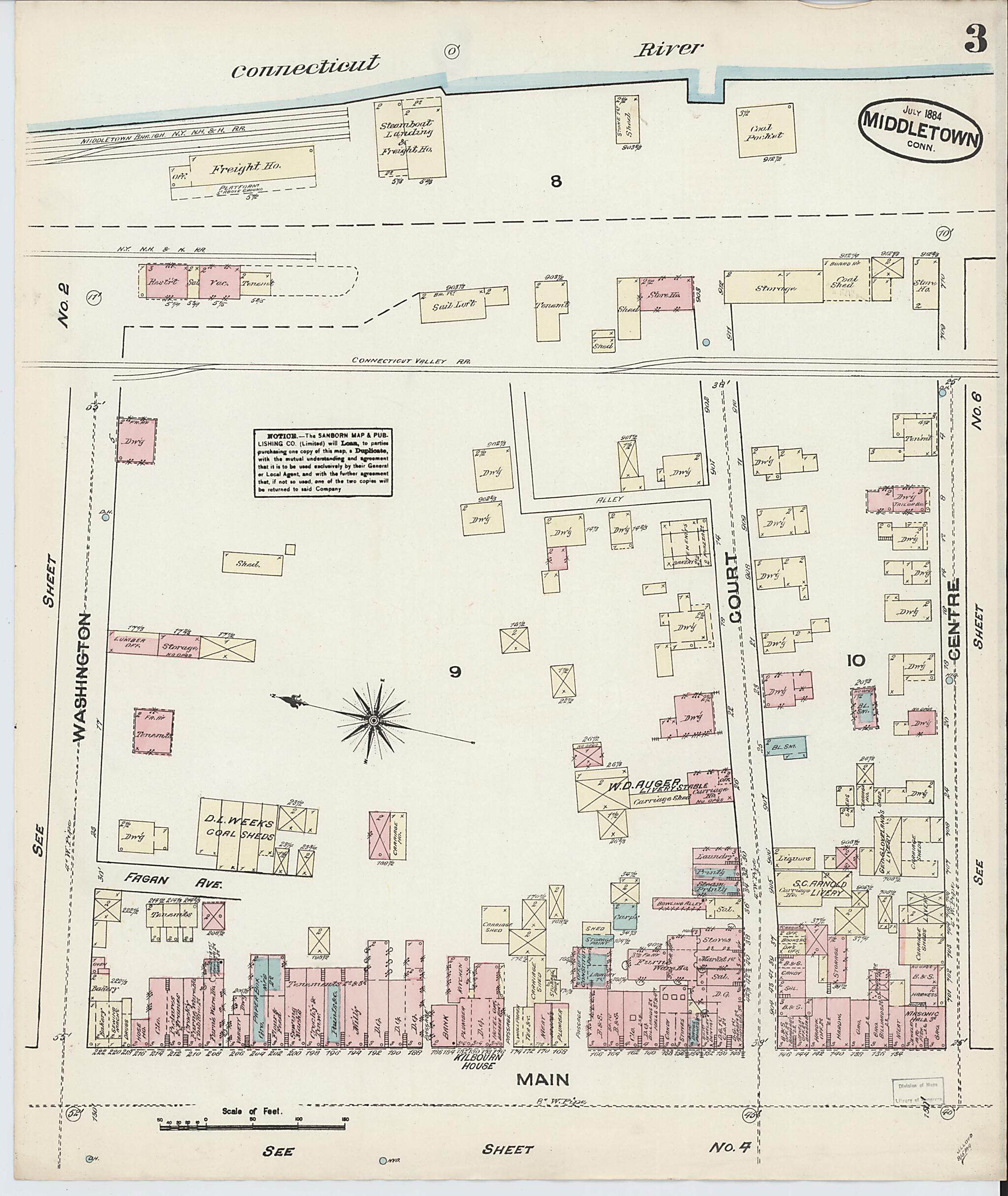 This old map of Middletown, Middlesex County, Connecticut was created by Sanborn Map Company in 1884