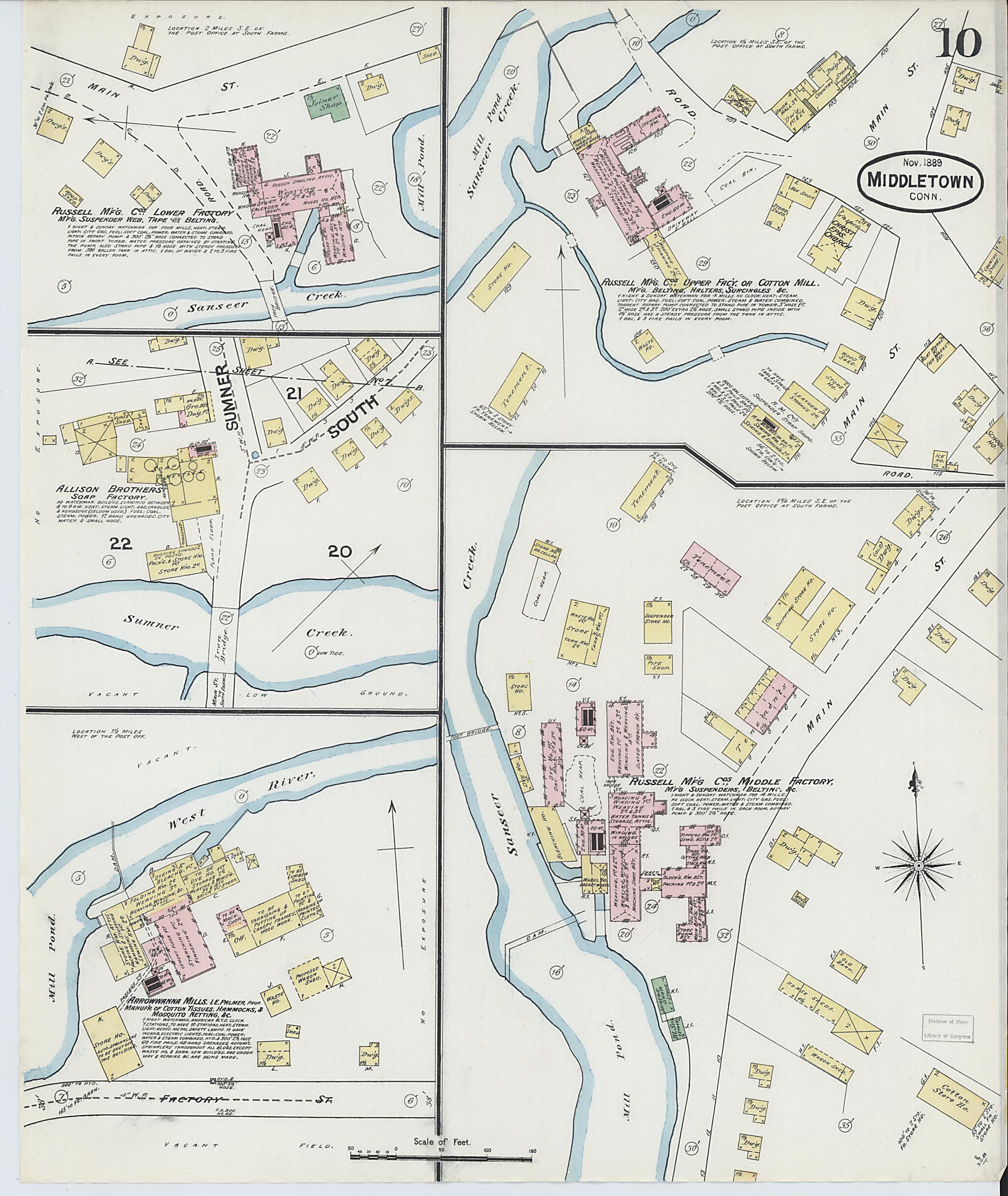 This old map of Middletown, Middlesex County, Connecticut was created by Sanborn Map Company in 1889
