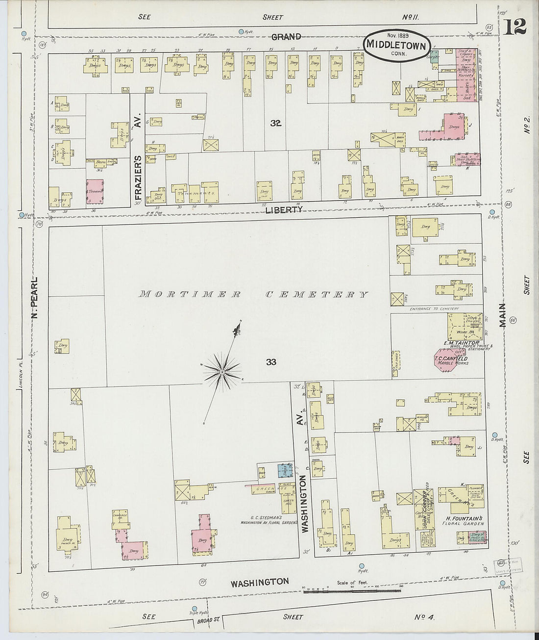 This old map of Middletown, Middlesex County, Connecticut was created by Sanborn Map Company in 1889