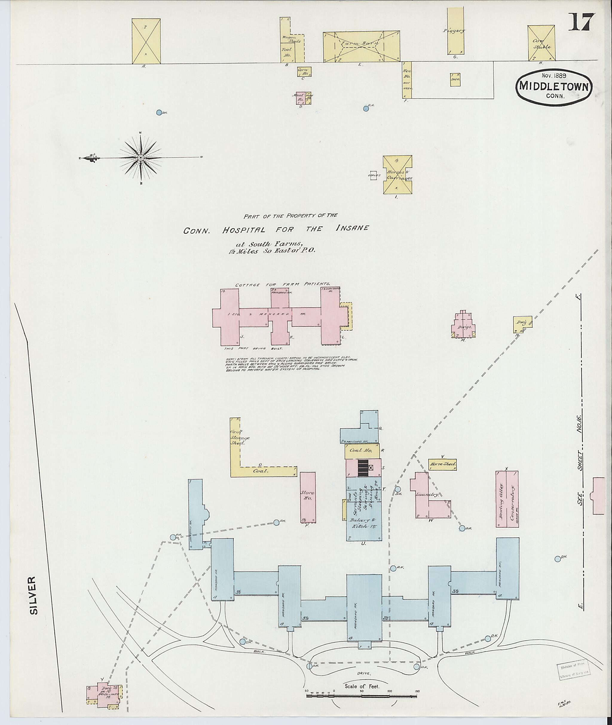 This old map of Middletown, Middlesex County, Connecticut was created by Sanborn Map Company in 1889