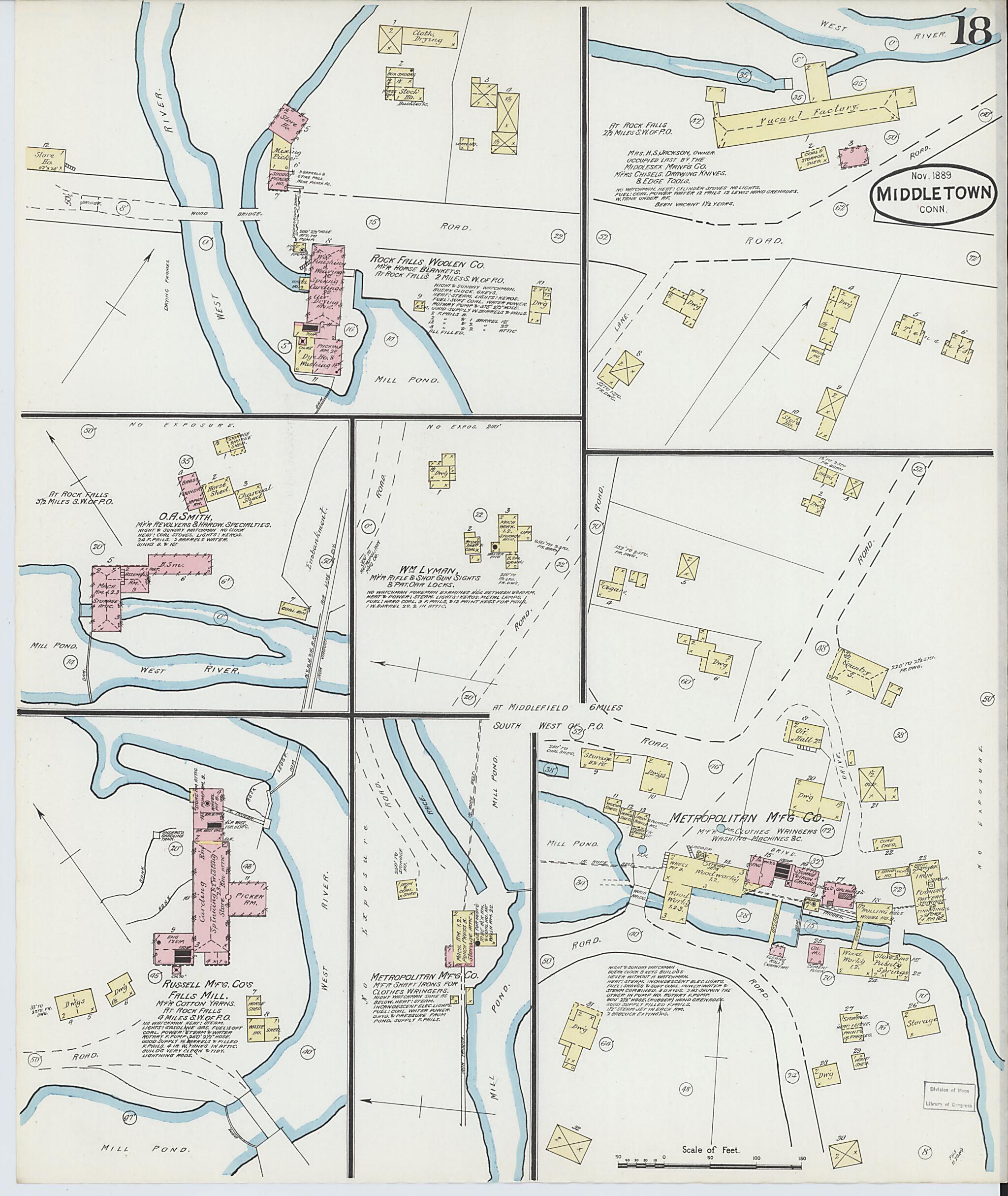 This old map of Middletown, Middlesex County, Connecticut was created by Sanborn Map Company in 1889
