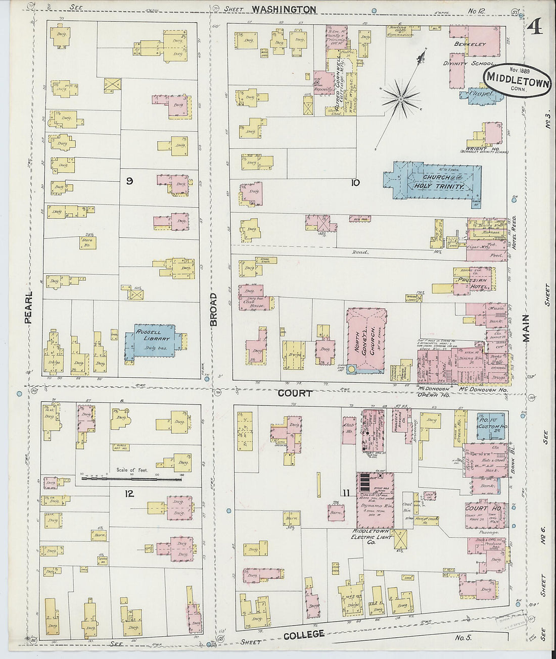 This old map of Middletown, Middlesex County, Connecticut was created by Sanborn Map Company in 1889