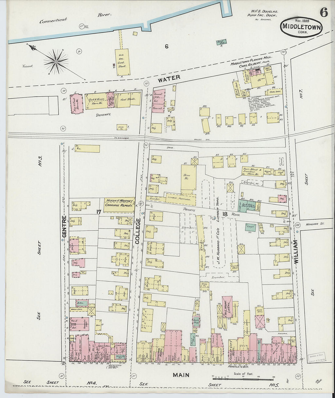 This old map of Middletown, Middlesex County, Connecticut was created by Sanborn Map Company in 1889
