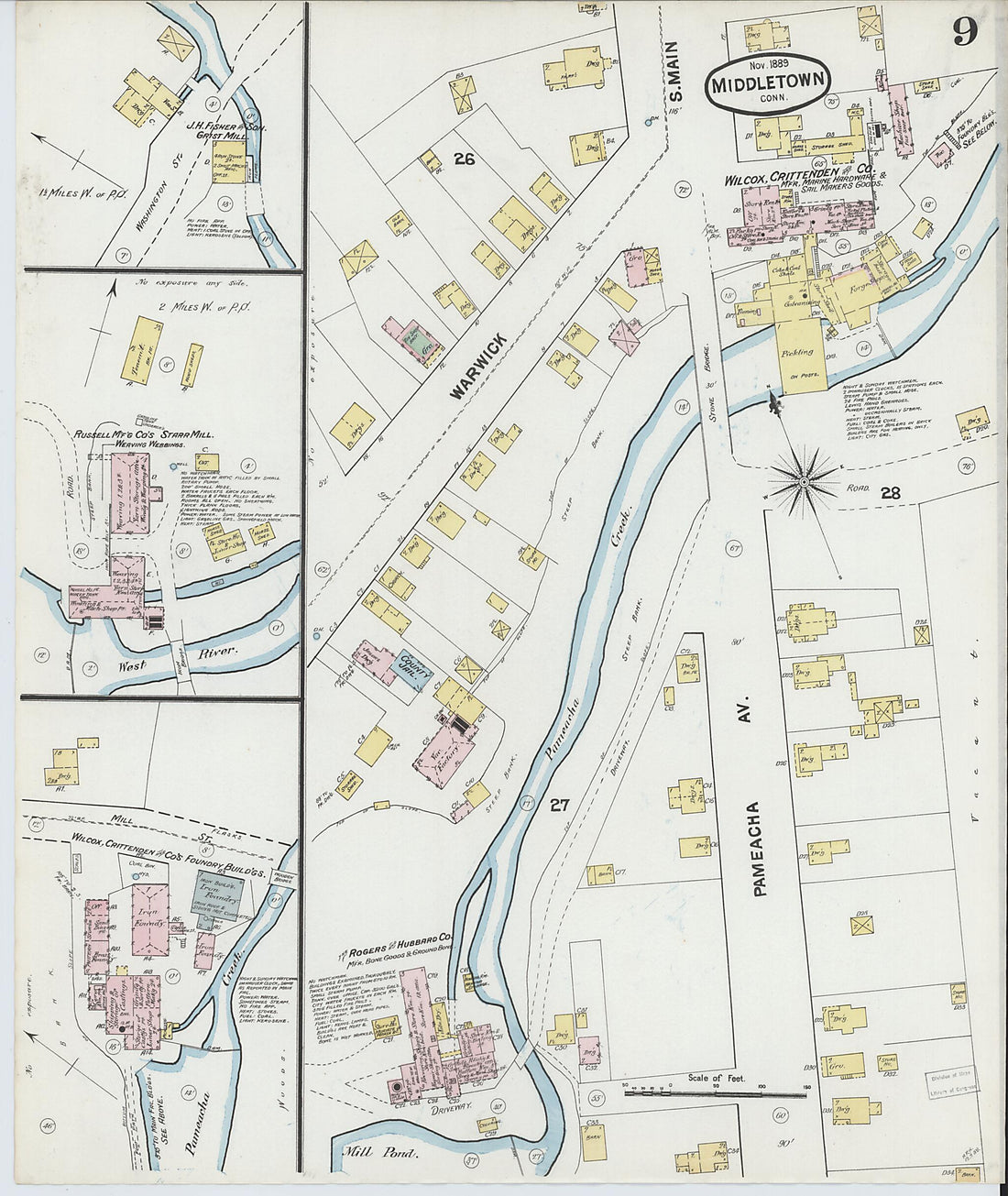 This old map of Middletown, Middlesex County, Connecticut was created by Sanborn Map Company in 1889