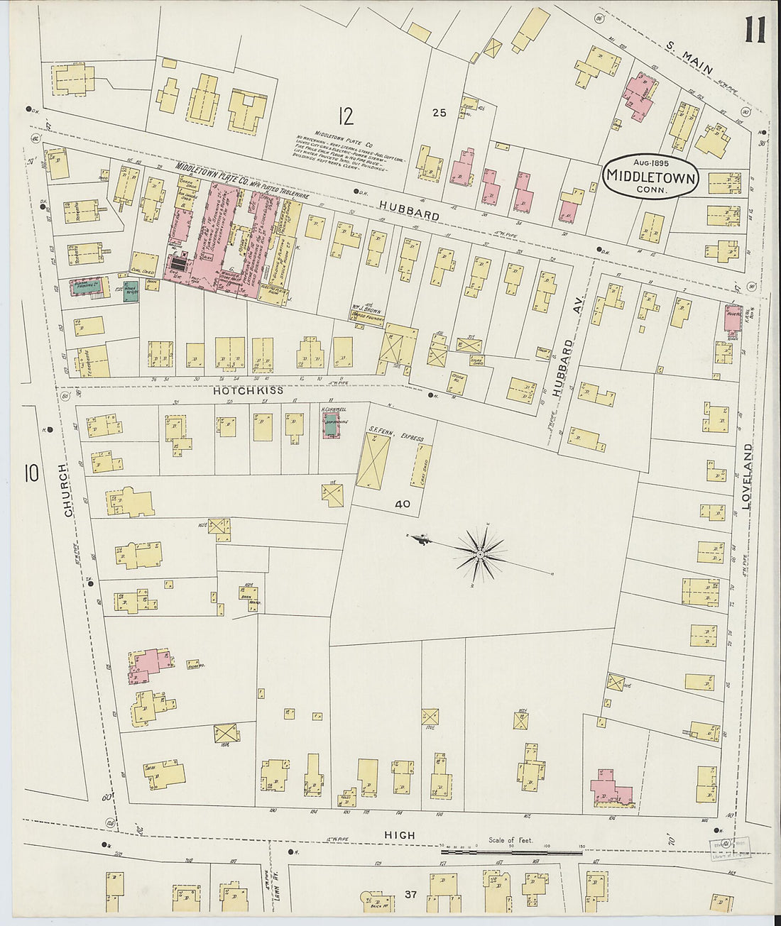 This old map of Middletown, Middlesex County, Connecticut was created by Sanborn Map Company in 1895