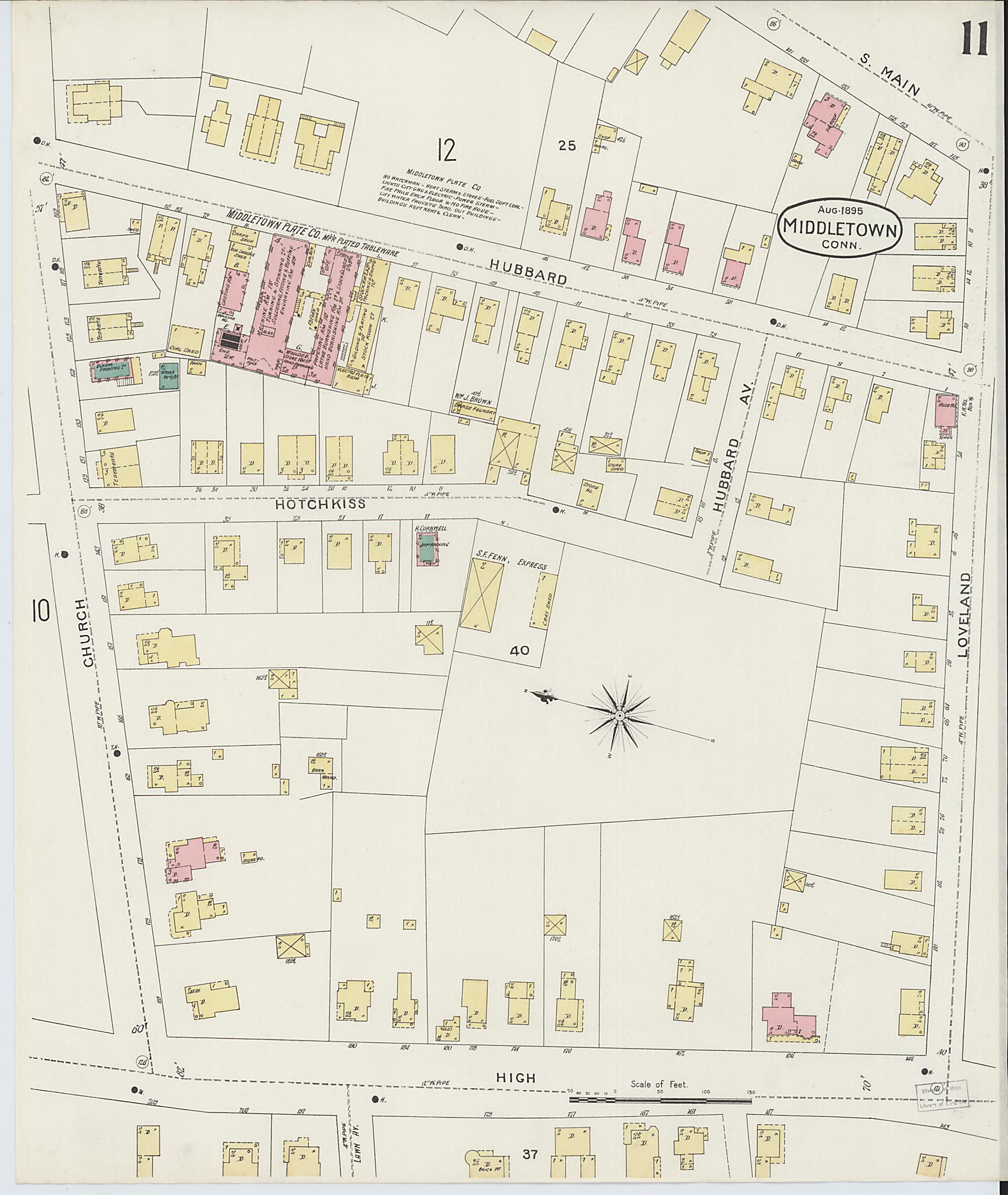 This old map of Middletown, Middlesex County, Connecticut was created by Sanborn Map Company in 1895