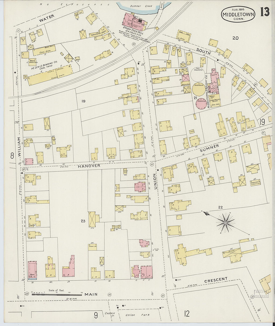 This old map of Middletown, Middlesex County, Connecticut was created by Sanborn Map Company in 1895
