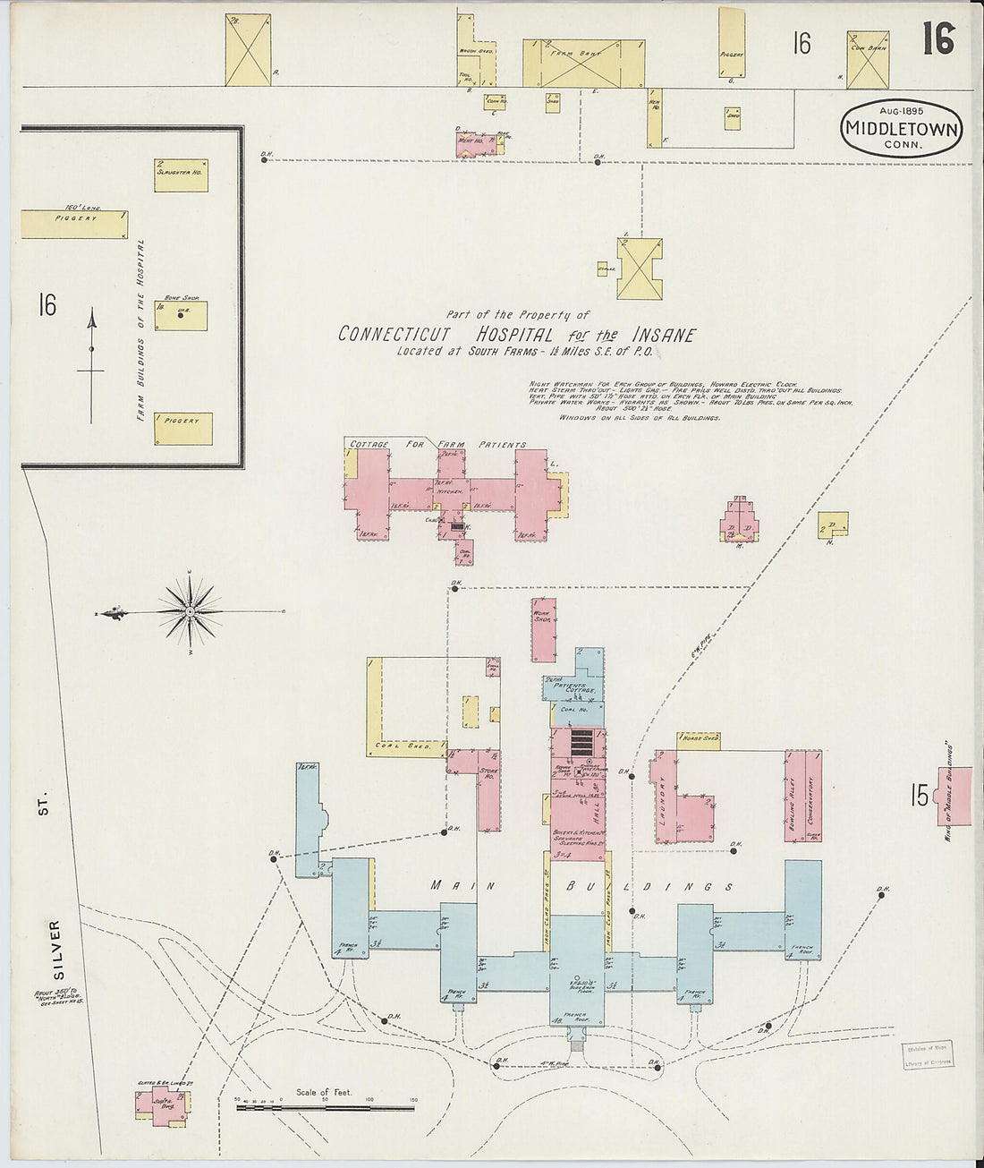 This old map of Middletown, Middlesex County, Connecticut was created by Sanborn Map Company in 1895