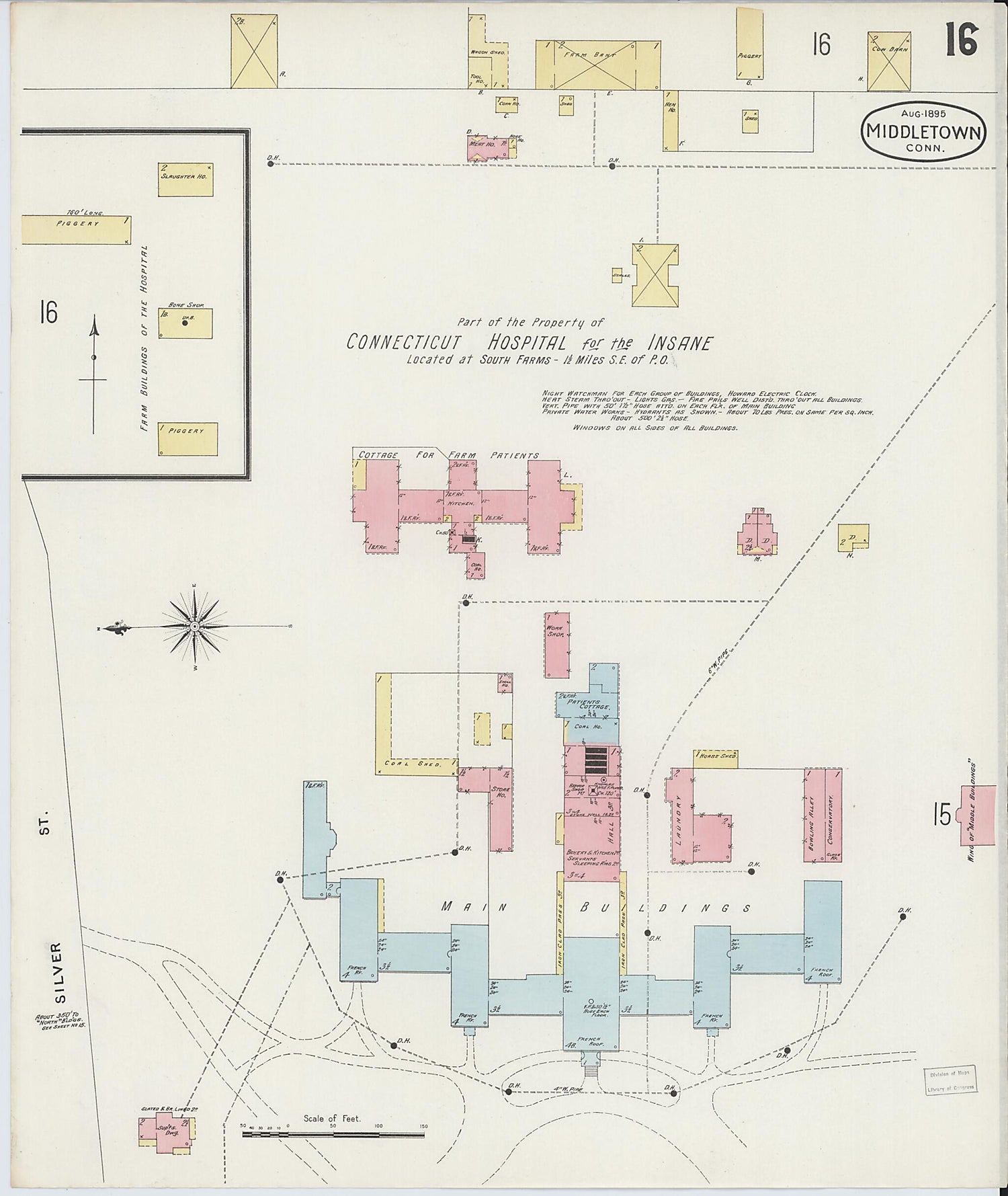 This old map of Middletown, Middlesex County, Connecticut was created by Sanborn Map Company in 1895