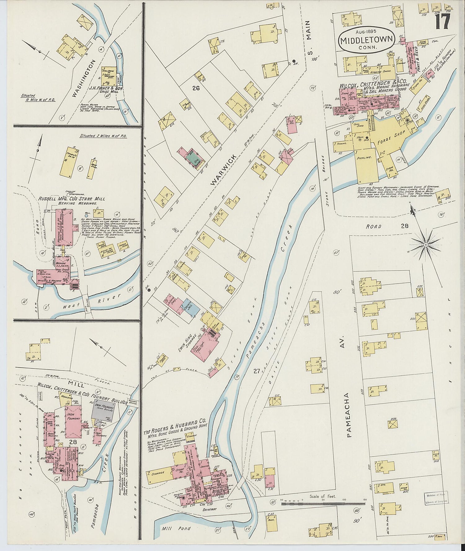 This old map of Middletown, Middlesex County, Connecticut was created by Sanborn Map Company in 1895