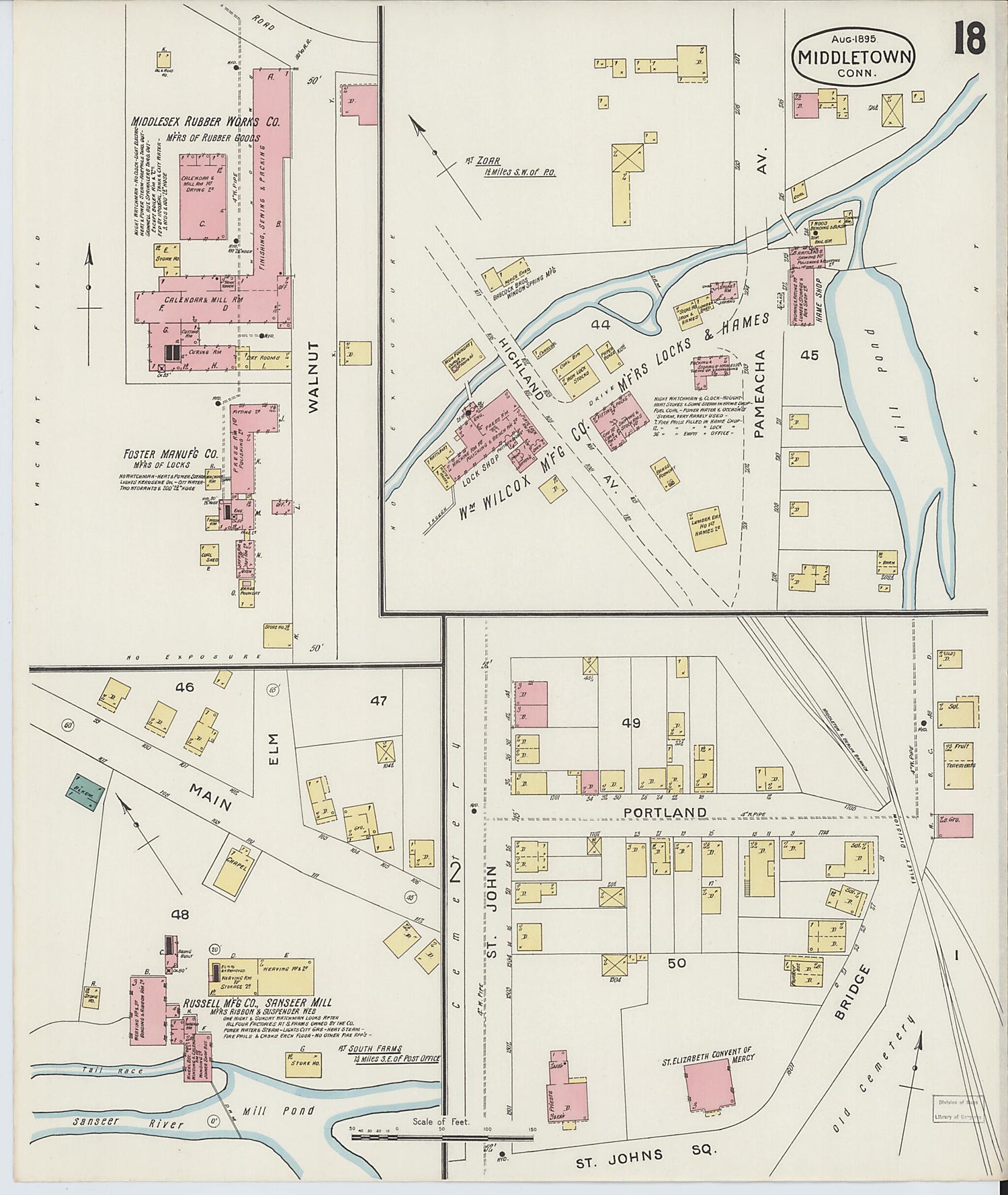 This old map of Middletown, Middlesex County, Connecticut was created by Sanborn Map Company in 1895