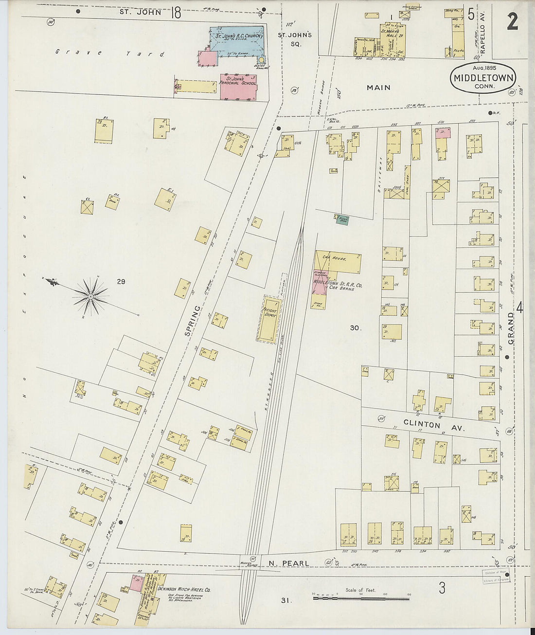 This old map of Middletown, Middlesex County, Connecticut was created by Sanborn Map Company in 1895