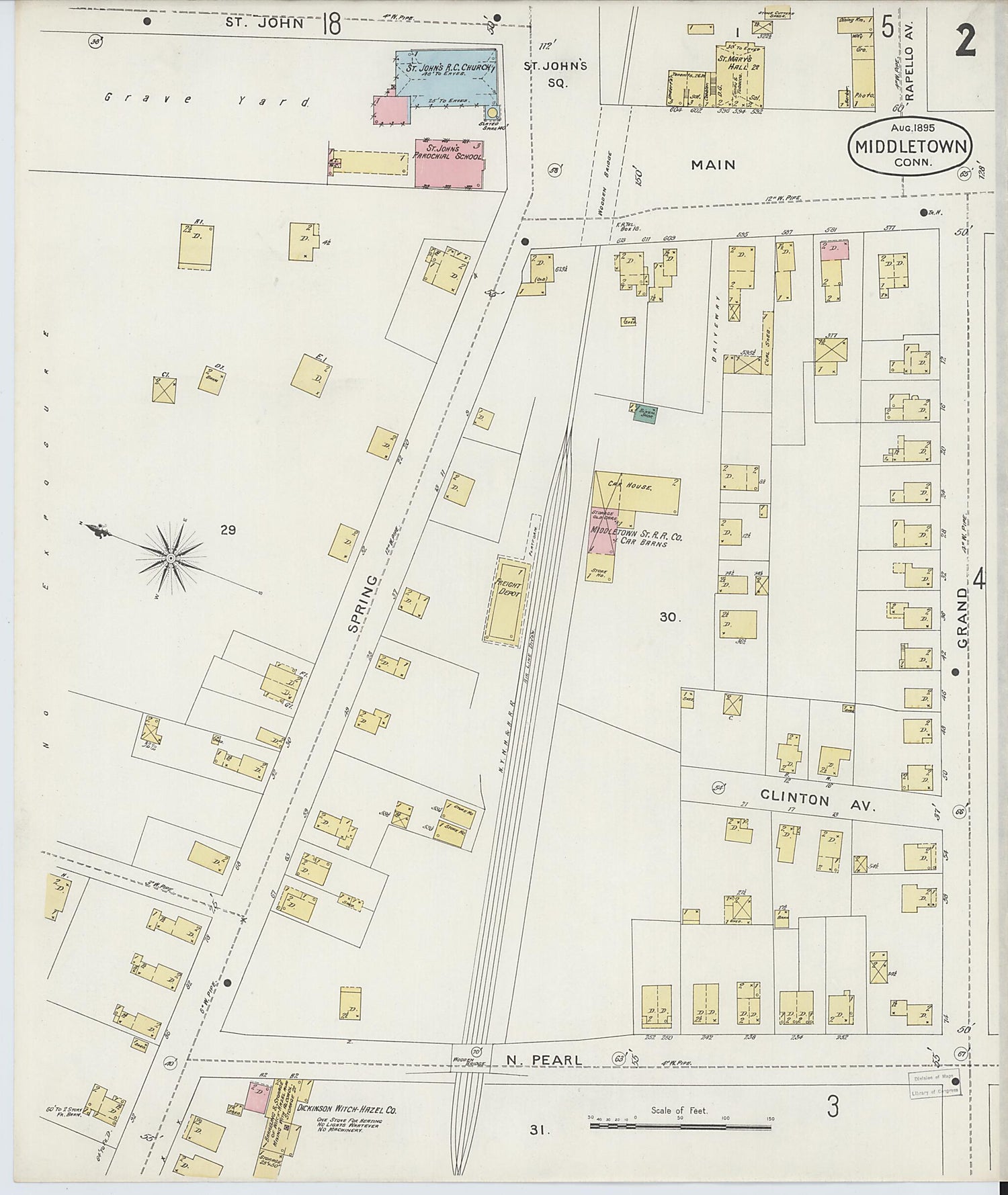 This old map of Middletown, Middlesex County, Connecticut was created by Sanborn Map Company in 1895