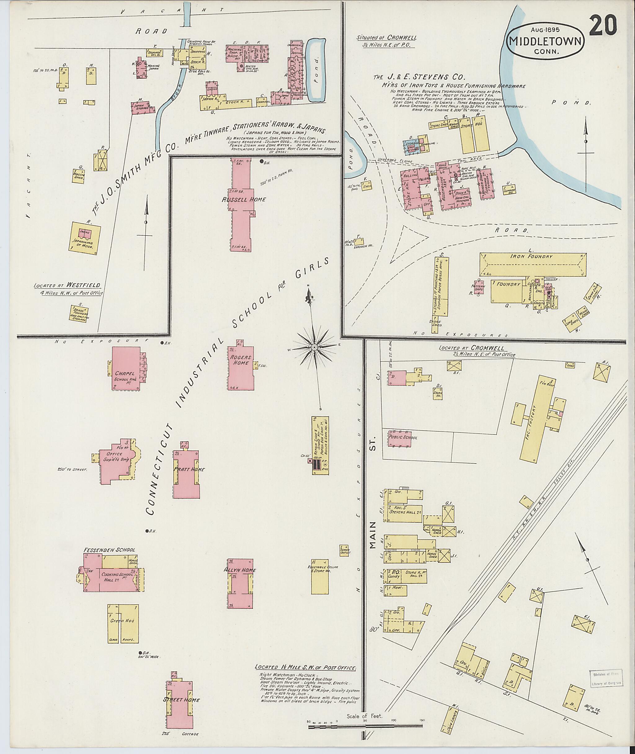 This old map of Middletown, Middlesex County, Connecticut was created by Sanborn Map Company in 1895