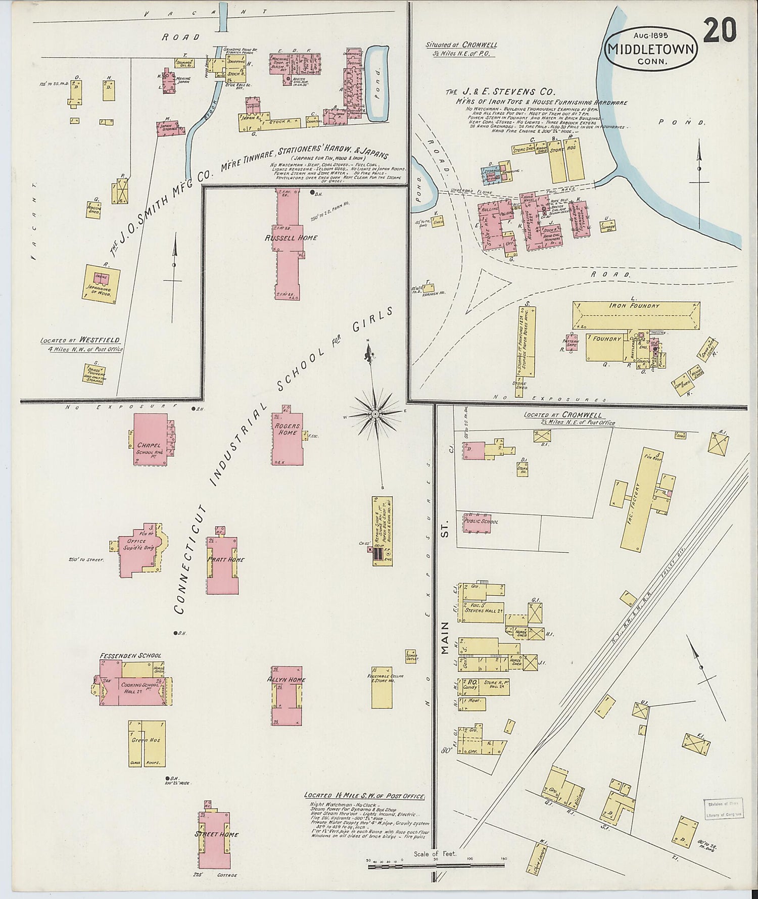 This old map of Middletown, Middlesex County, Connecticut was created by Sanborn Map Company in 1895
