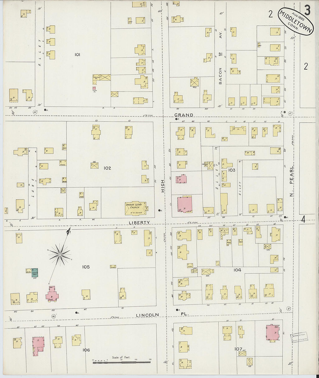 This old map of Middletown, Middlesex County, Connecticut was created by Sanborn Map Company in 1895