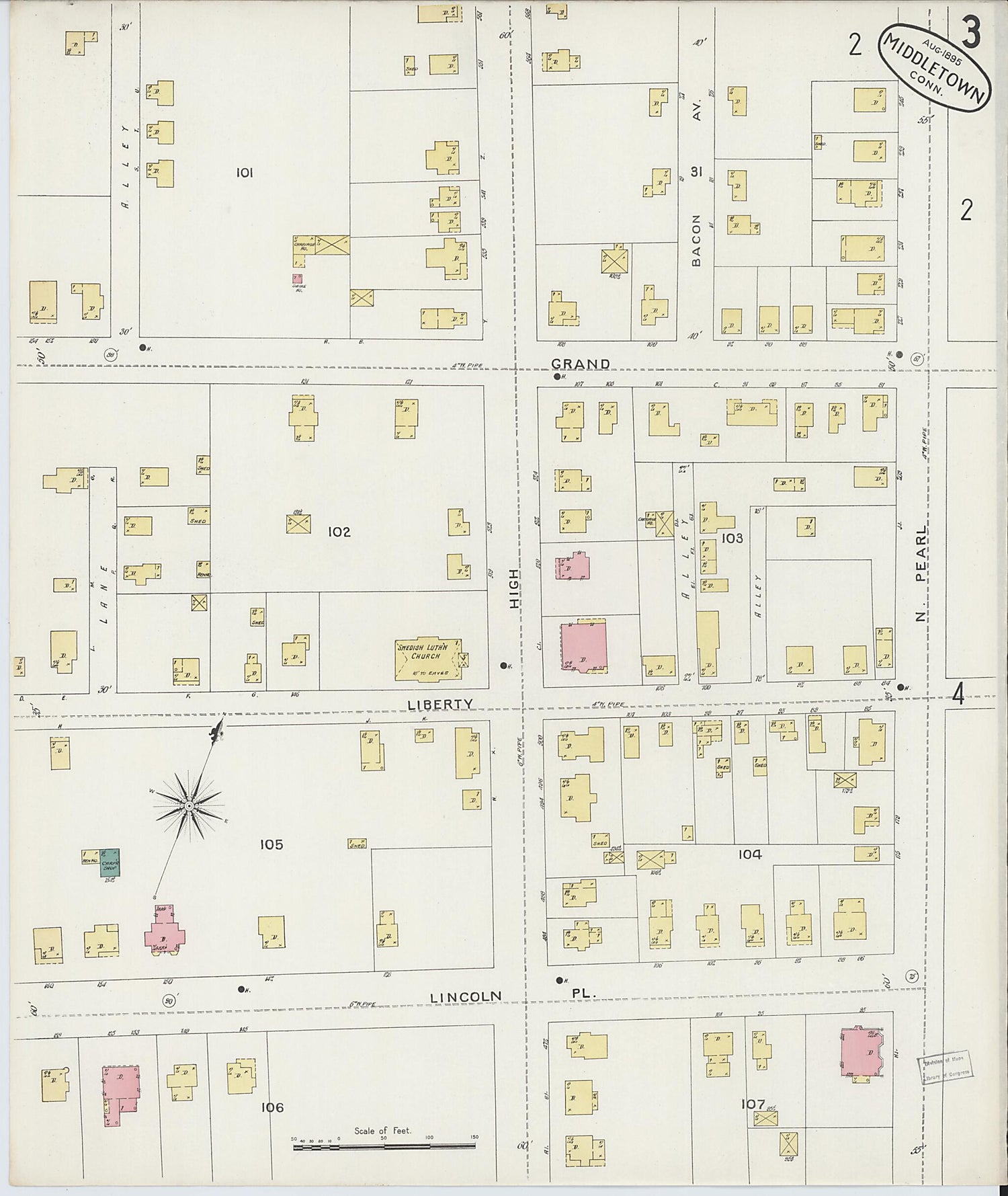 This old map of Middletown, Middlesex County, Connecticut was created by Sanborn Map Company in 1895