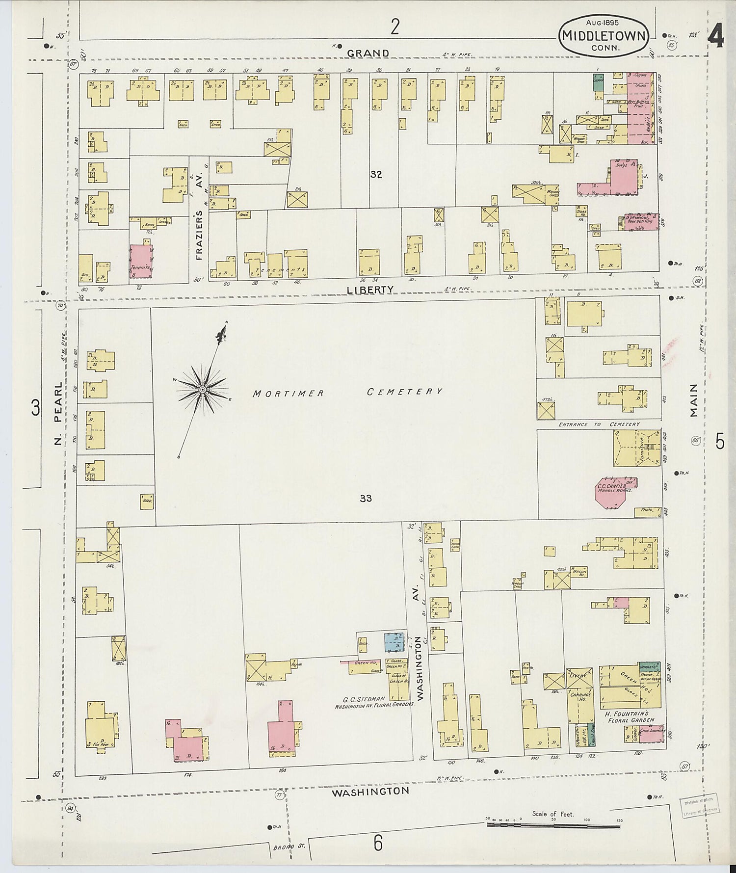 This old map of Middletown, Middlesex County, Connecticut was created by Sanborn Map Company in 1895