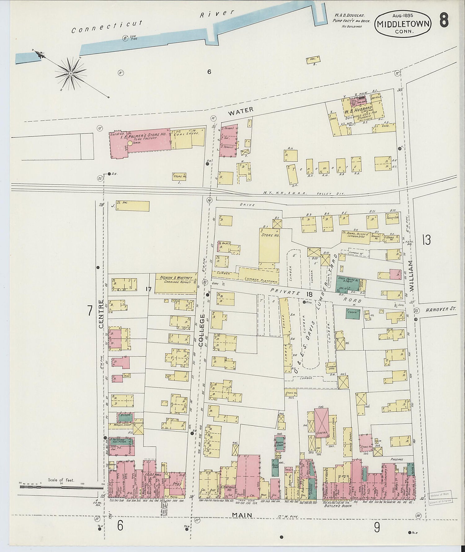 This old map of Middletown, Middlesex County, Connecticut was created by Sanborn Map Company in 1895