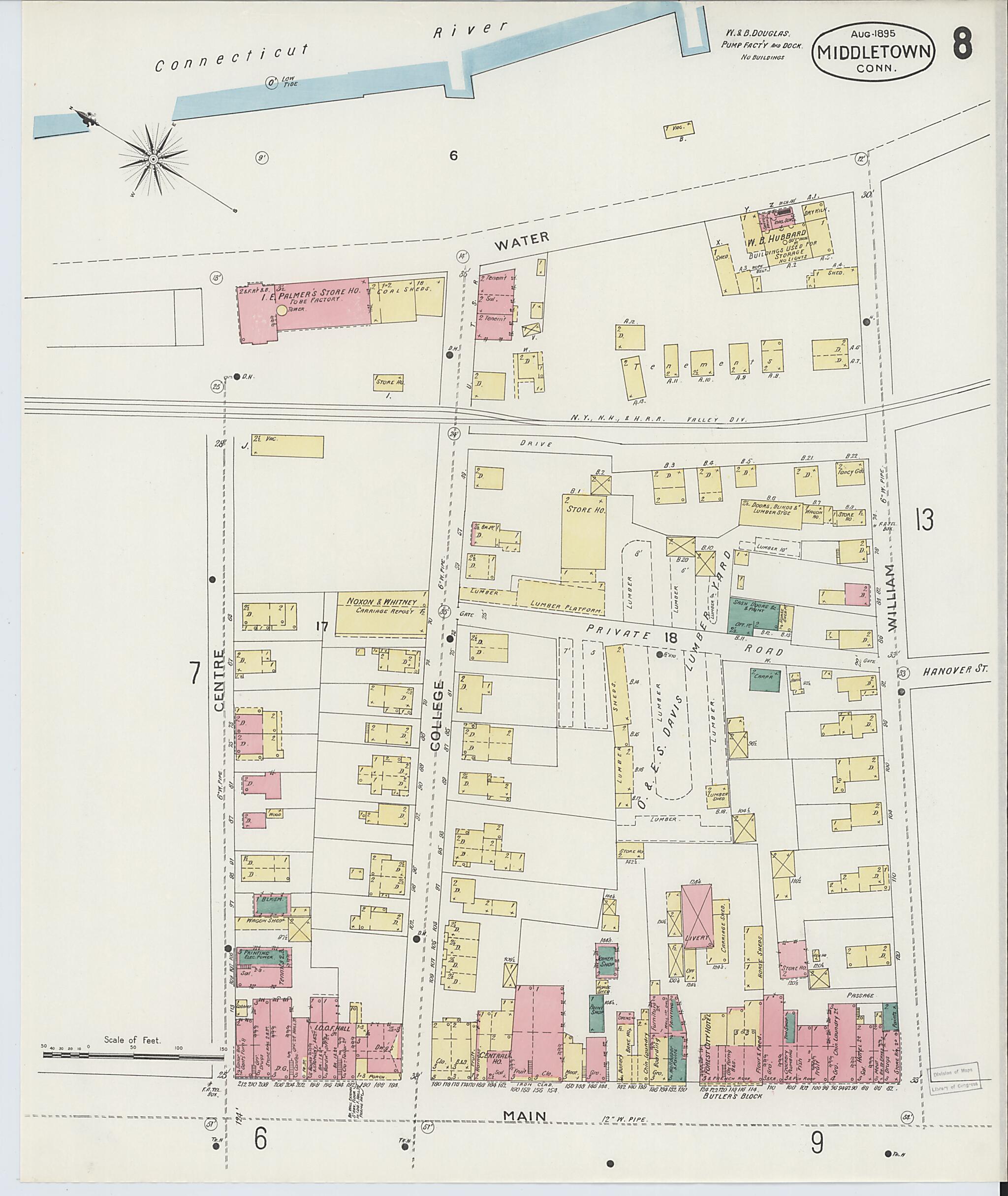 This old map of Middletown, Middlesex County, Connecticut was created by Sanborn Map Company in 1895