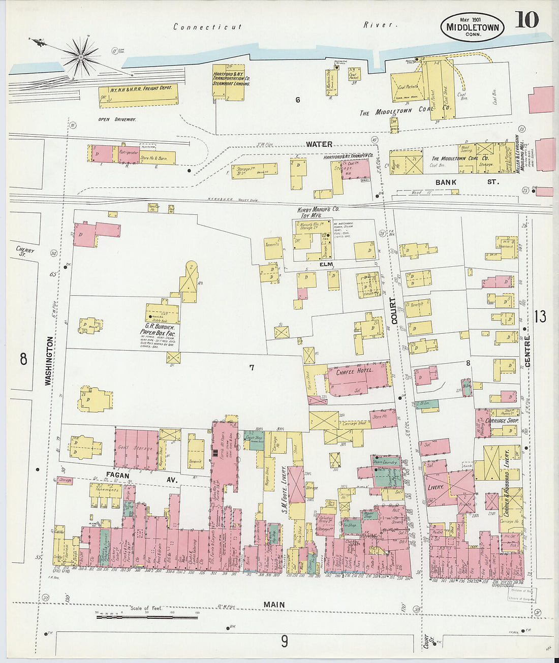 This old map of Middletown, Middlesex County, Connecticut was created by Sanborn Map Company in 1901
