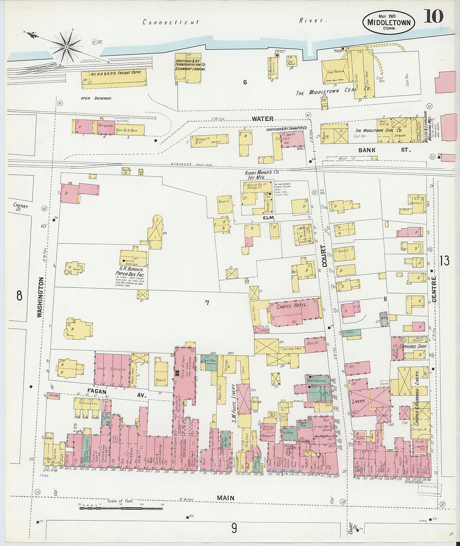 This old map of Middletown, Middlesex County, Connecticut was created by Sanborn Map Company in 1901