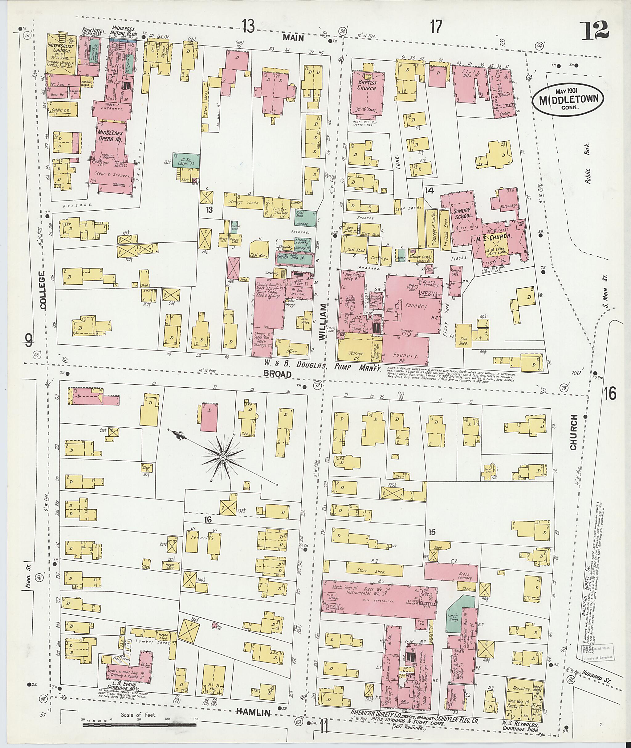 This old map of Middletown, Middlesex County, Connecticut was created by Sanborn Map Company in 1901
