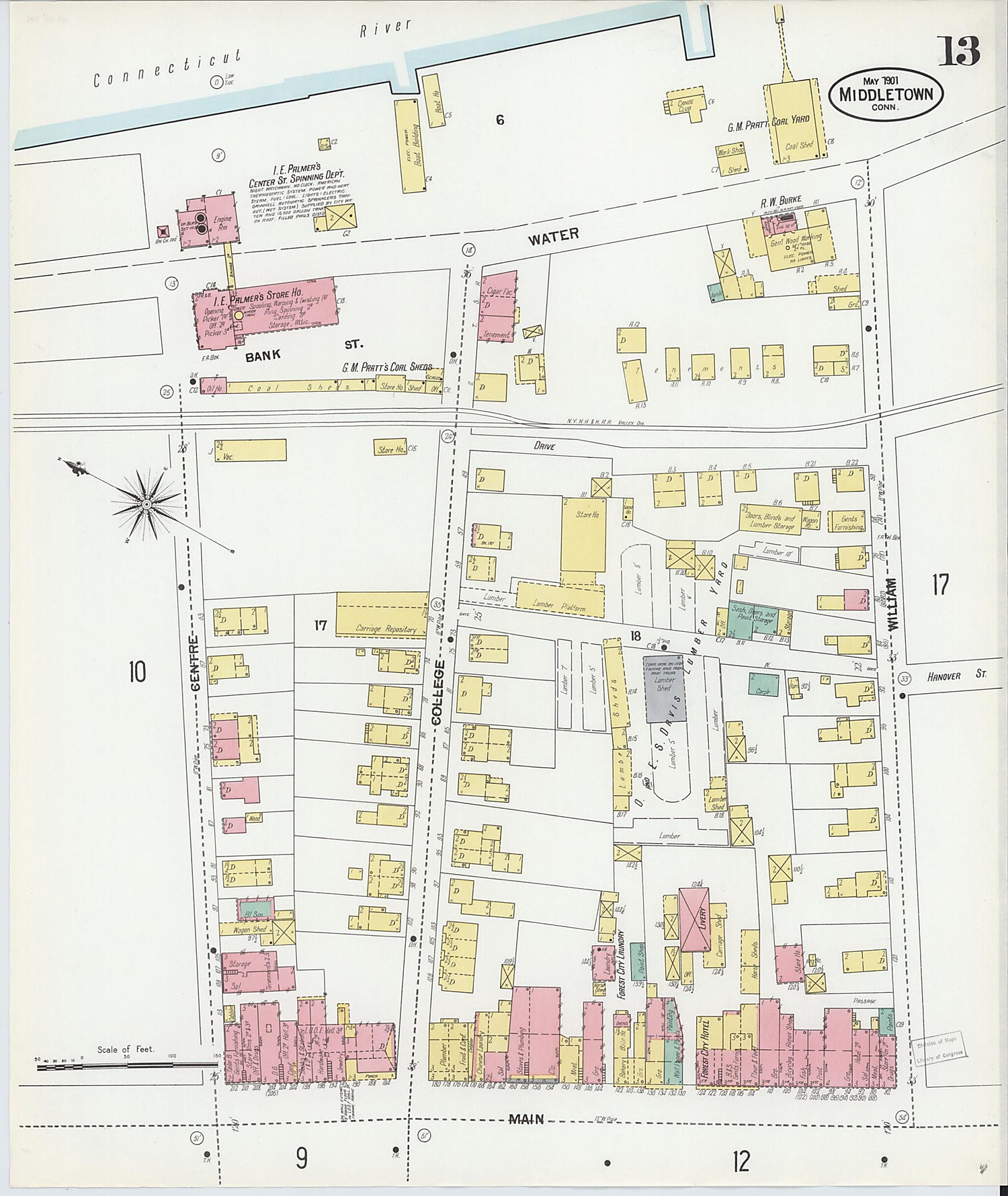 This old map of Middletown, Middlesex County, Connecticut was created by Sanborn Map Company in 1901