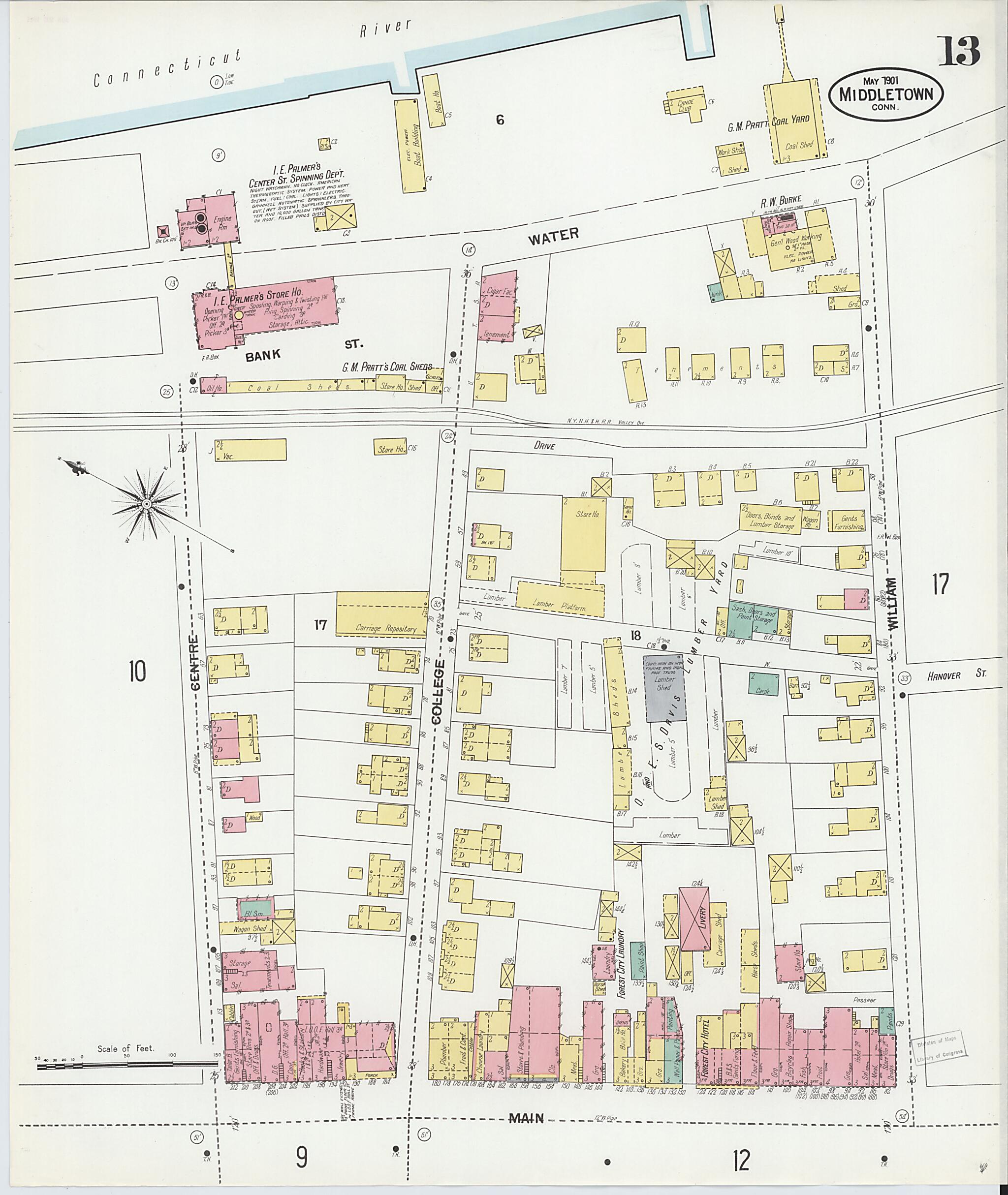 This old map of Middletown, Middlesex County, Connecticut was created by Sanborn Map Company in 1901