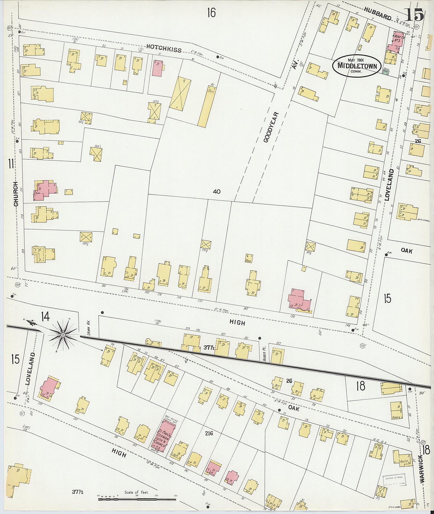 This old map of Middletown, Middlesex County, Connecticut was created by Sanborn Map Company in 1901