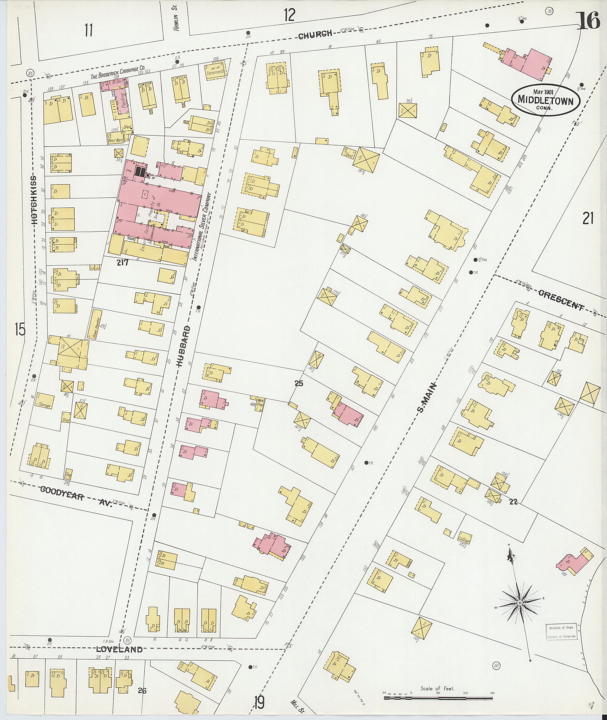 This old map of Middletown, Middlesex County, Connecticut was created by Sanborn Map Company in 1901